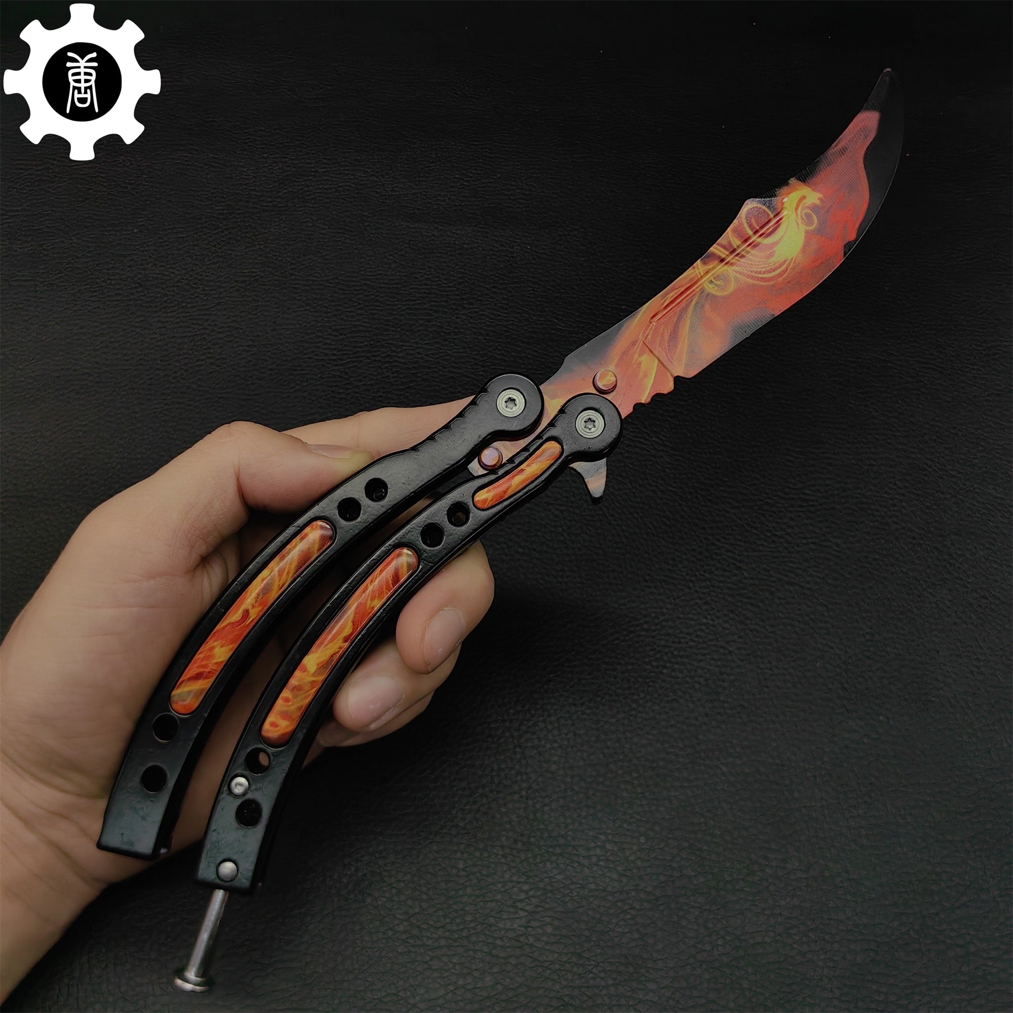 Fiery Phoenix Skin Metal Balisong Game Butterfly Knife - Tophatter Daily Deals
