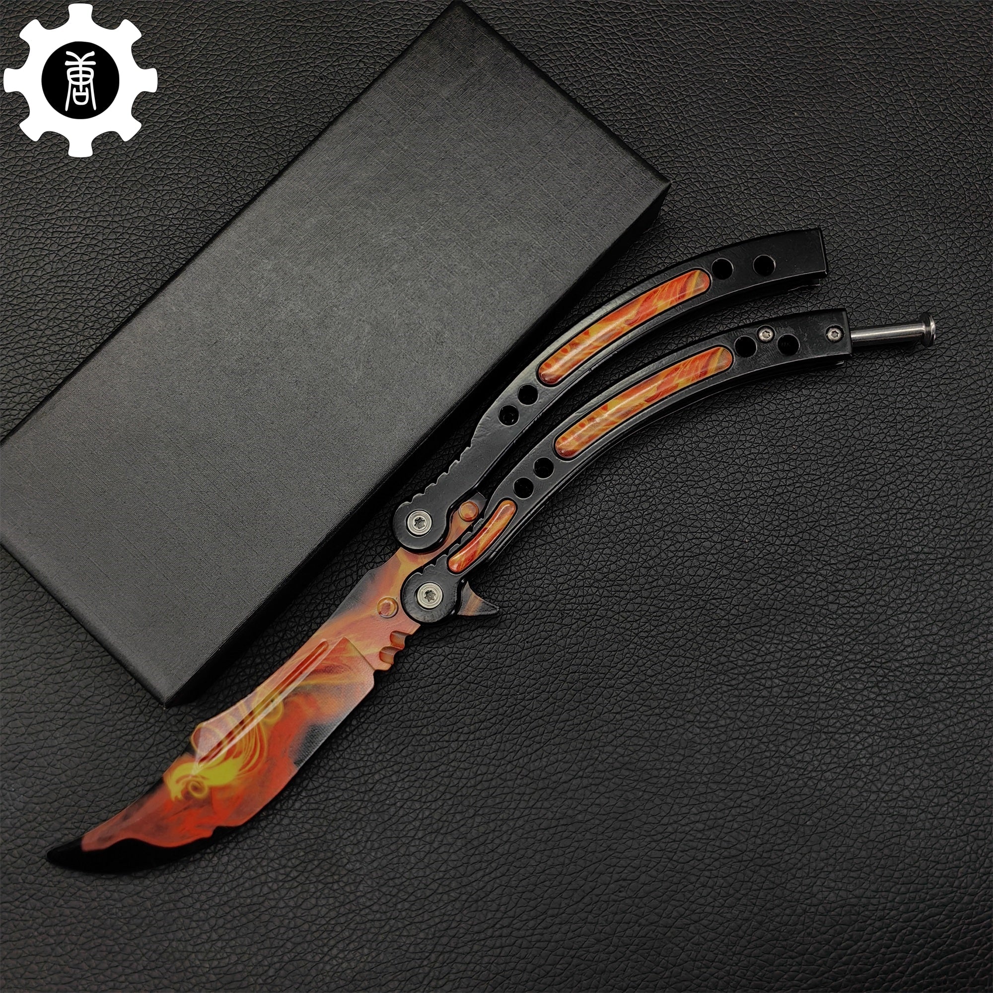 Fiery Phoenix Skin Metal Balisong Game Butterfly Knife - Tophatter Daily Deals
