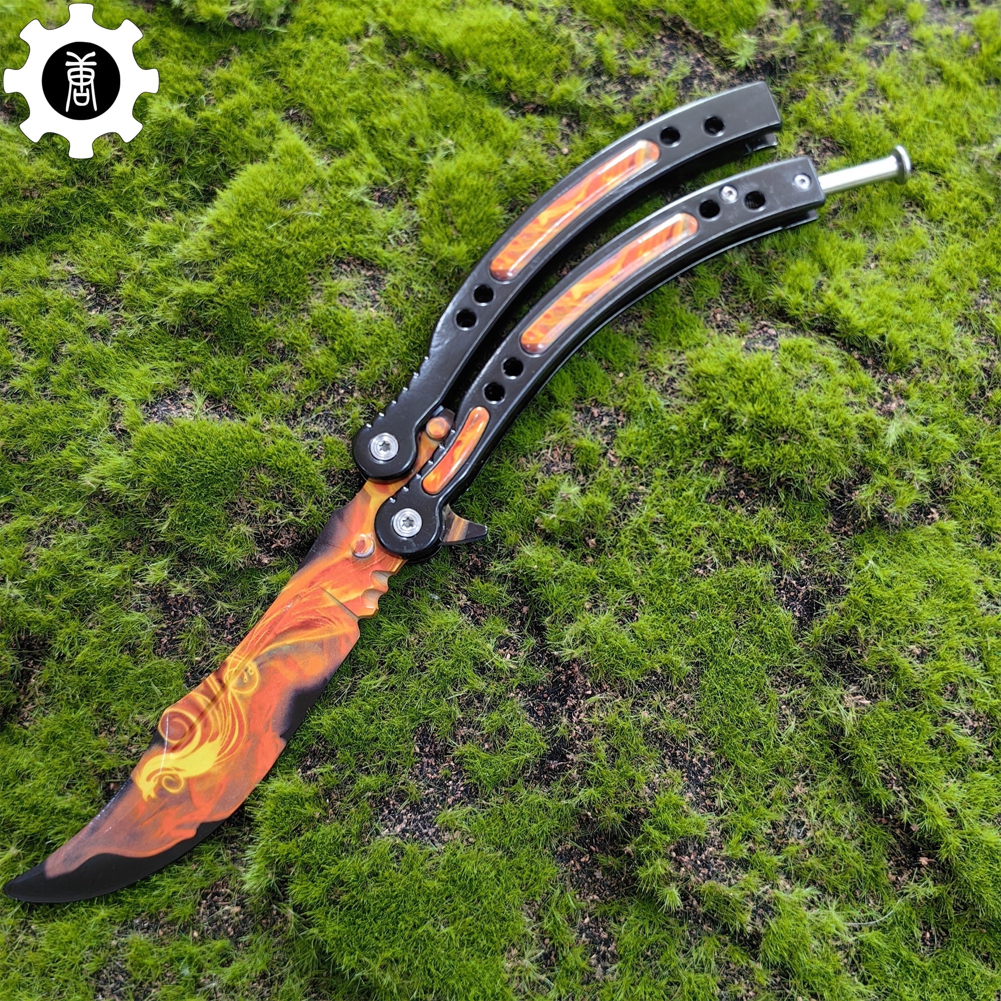 Fiery Phoenix Skin Metal Balisong Game Butterfly Knife - Tophatter Daily Deals