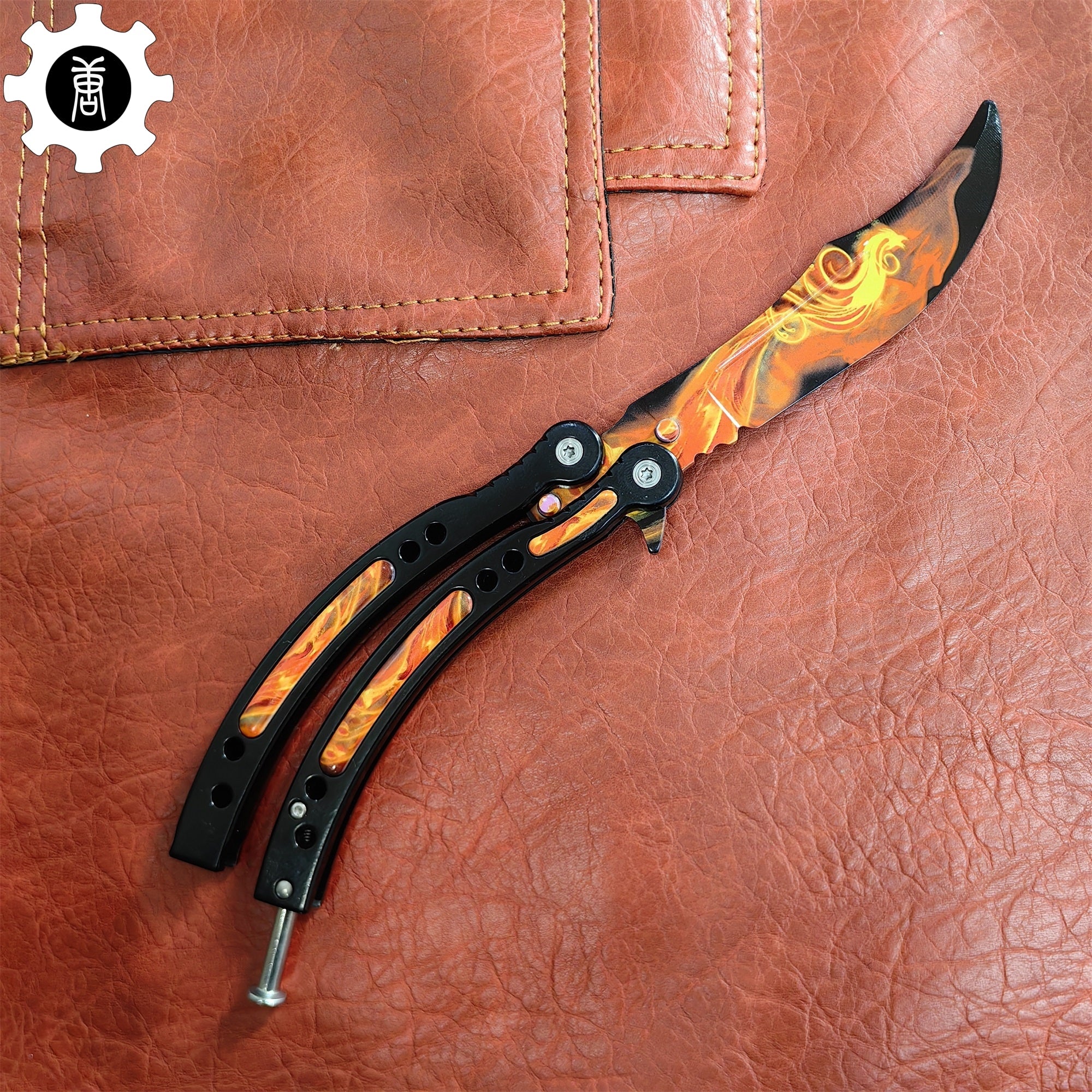Fiery Phoenix Skin Metal Balisong Game Butterfly Knife - Tophatter Daily Deals