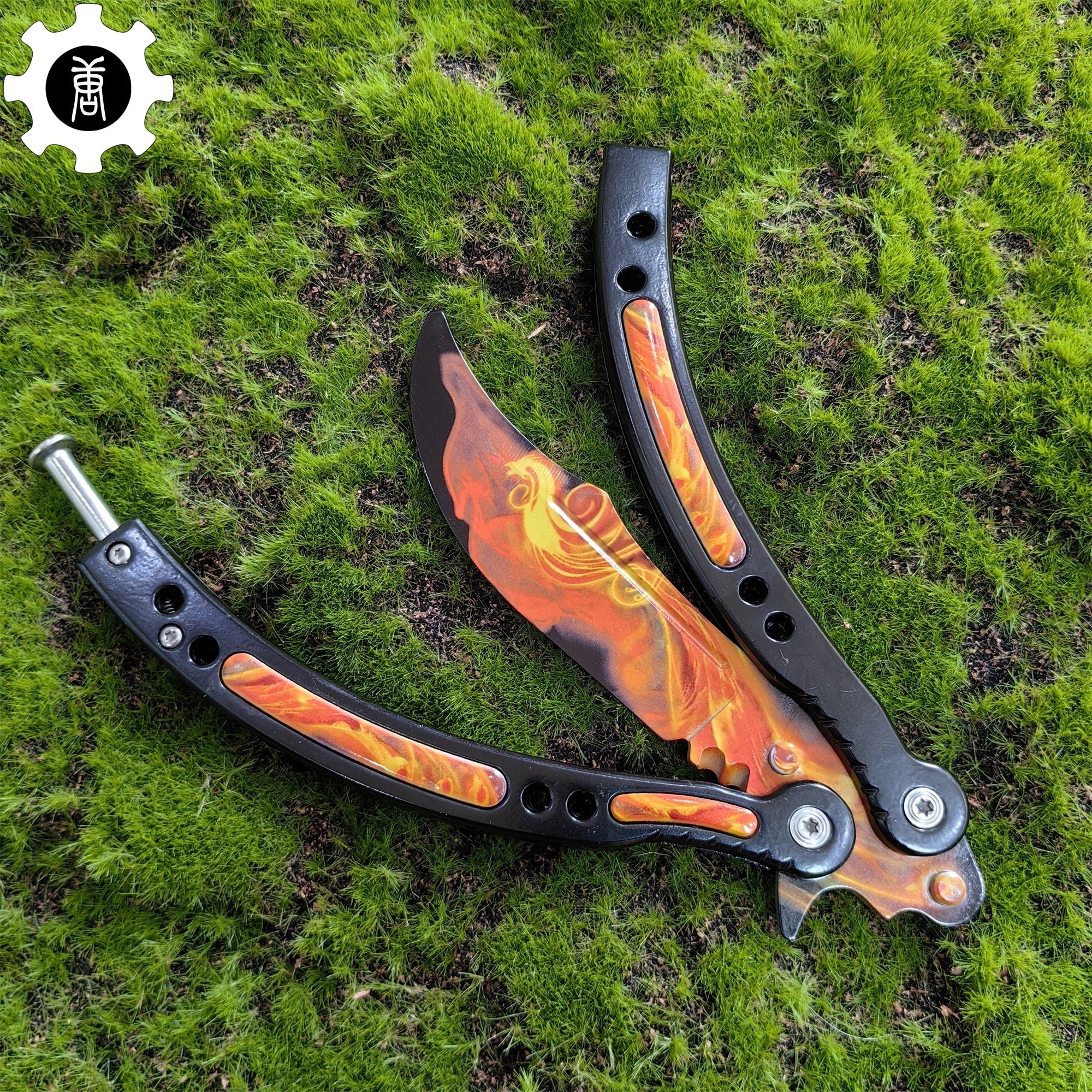 Fiery Phoenix Skin Metal Balisong Game Butterfly Knife - Tophatter Daily Deals