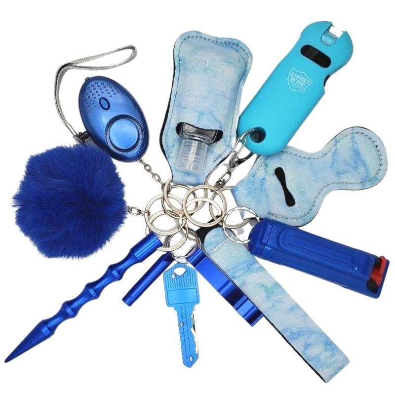 Fight Fobs® Blue Sky Self Defense Key Chain Gift Set Luxe (+Stun Gun+Key Knife) Self-Defense Keychains - Tophatter Daily Deals