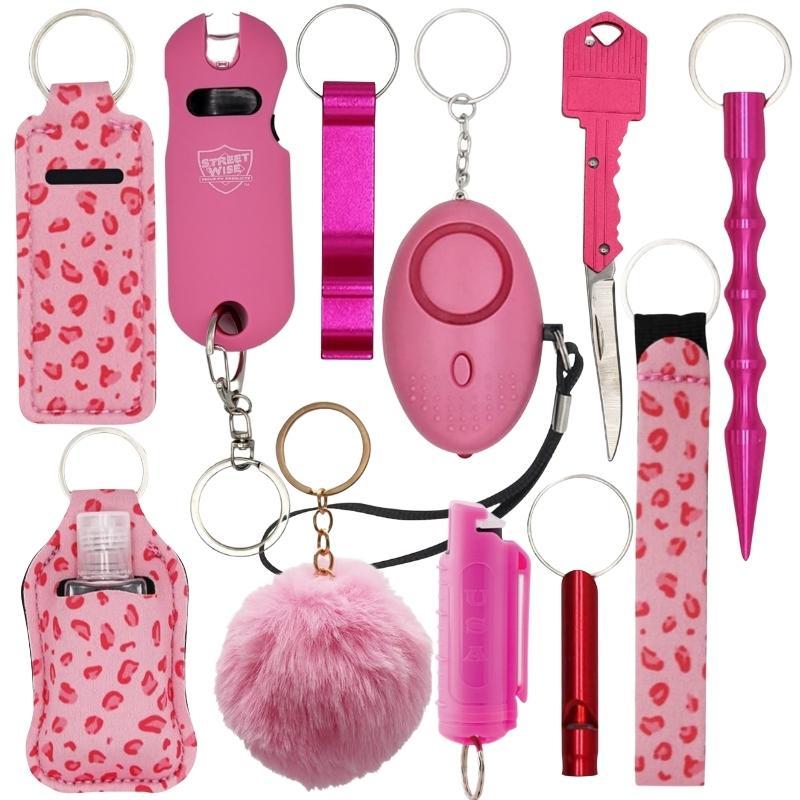 Fight Fobs® Pink Leopard Self Defense Key Chain Gift Set Luxe (+Stun Gun+Key Knife) Self-Defense Keychains - Tophatter Daily Deals