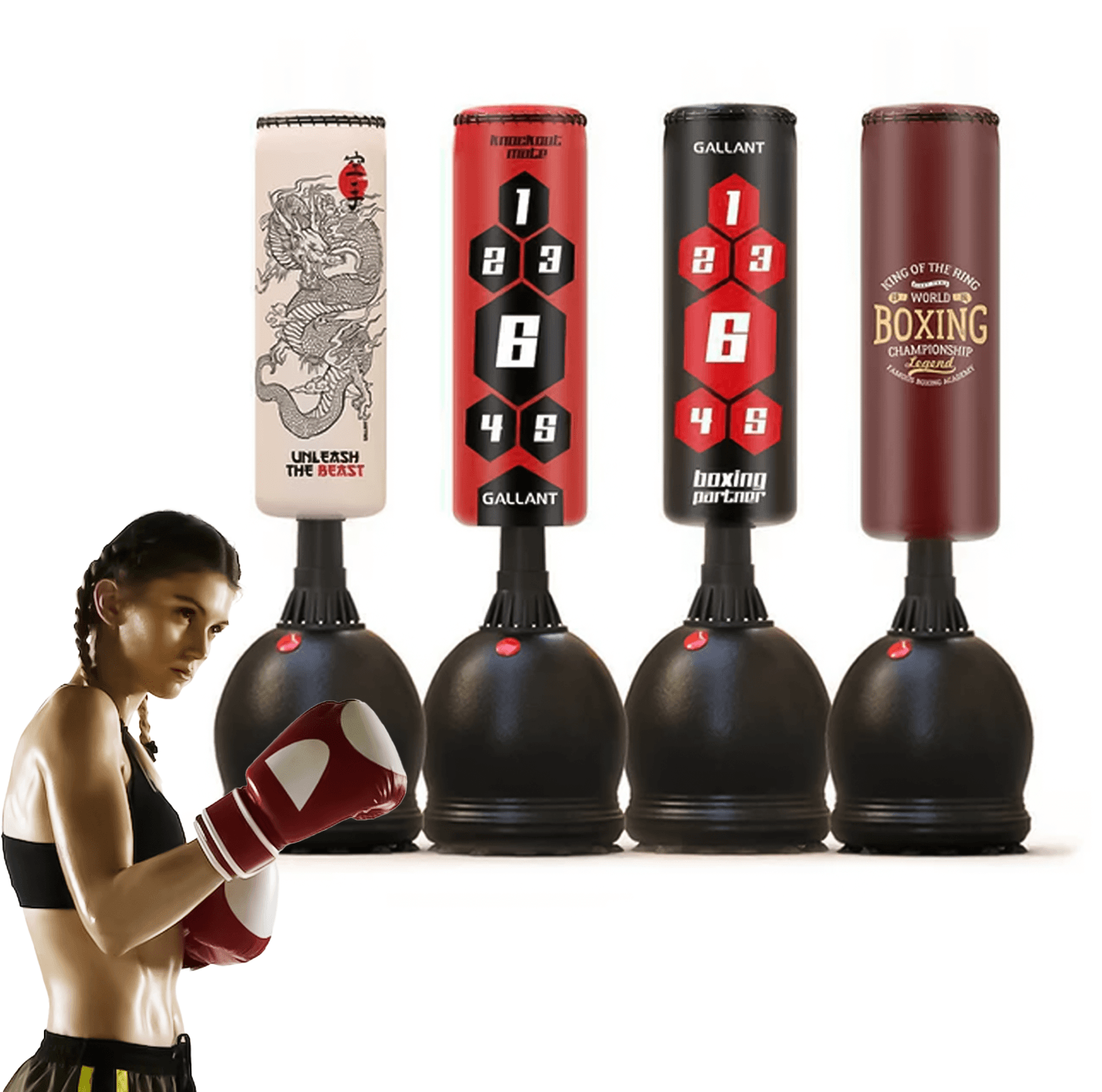 Free Standing Kickboxing Bags - 5.5ft Gallant Adult Free Standing Boxing Punch Bag Stand Heavy Duty Punching MMA Exercise & Fitness - Tophatter Daily Deals