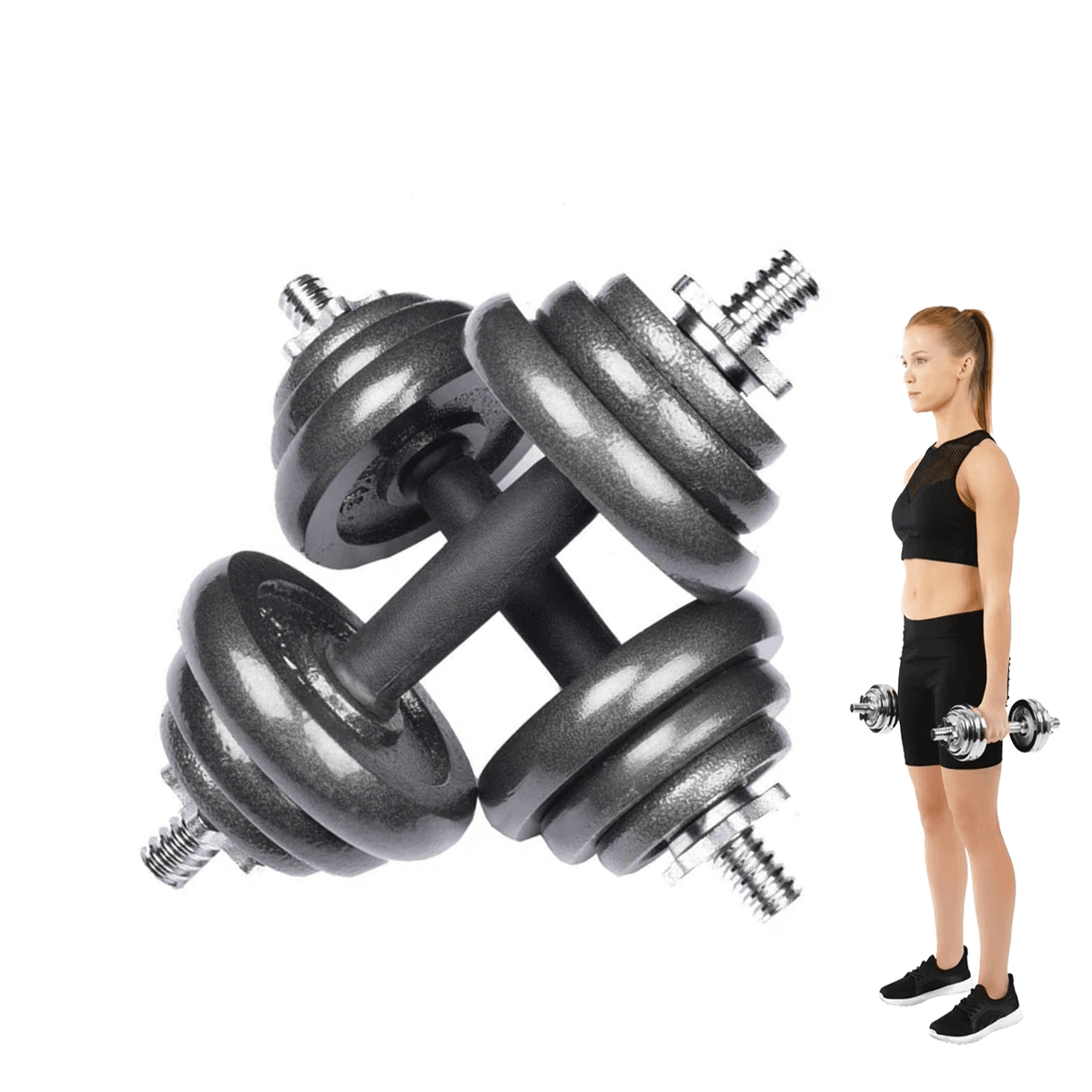 Cast Iron Dumbbell Set - Cast Iron Adjustable Dumbbell/Barbell Box Set Exercise & Fitness - Tophatter Daily Deals