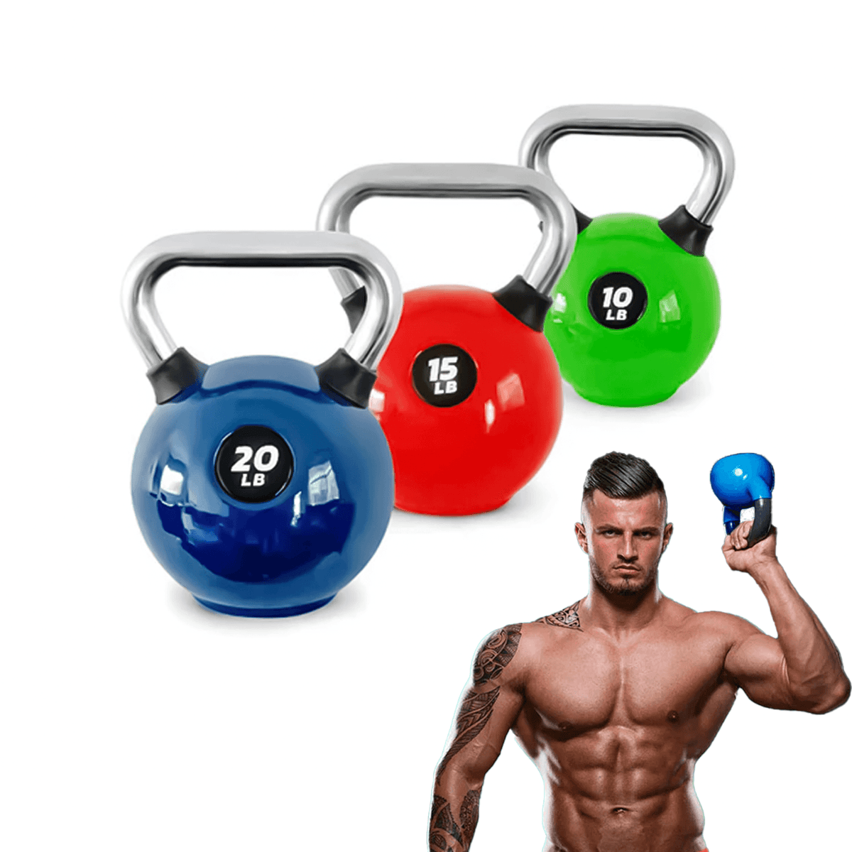 Cheapest Kettlebells UK - 10lb 15lb 20lb Kettlebell Weights Set Kettlebells Strength Training Home Gym Exercise Ball - Tophatter Daily Deals