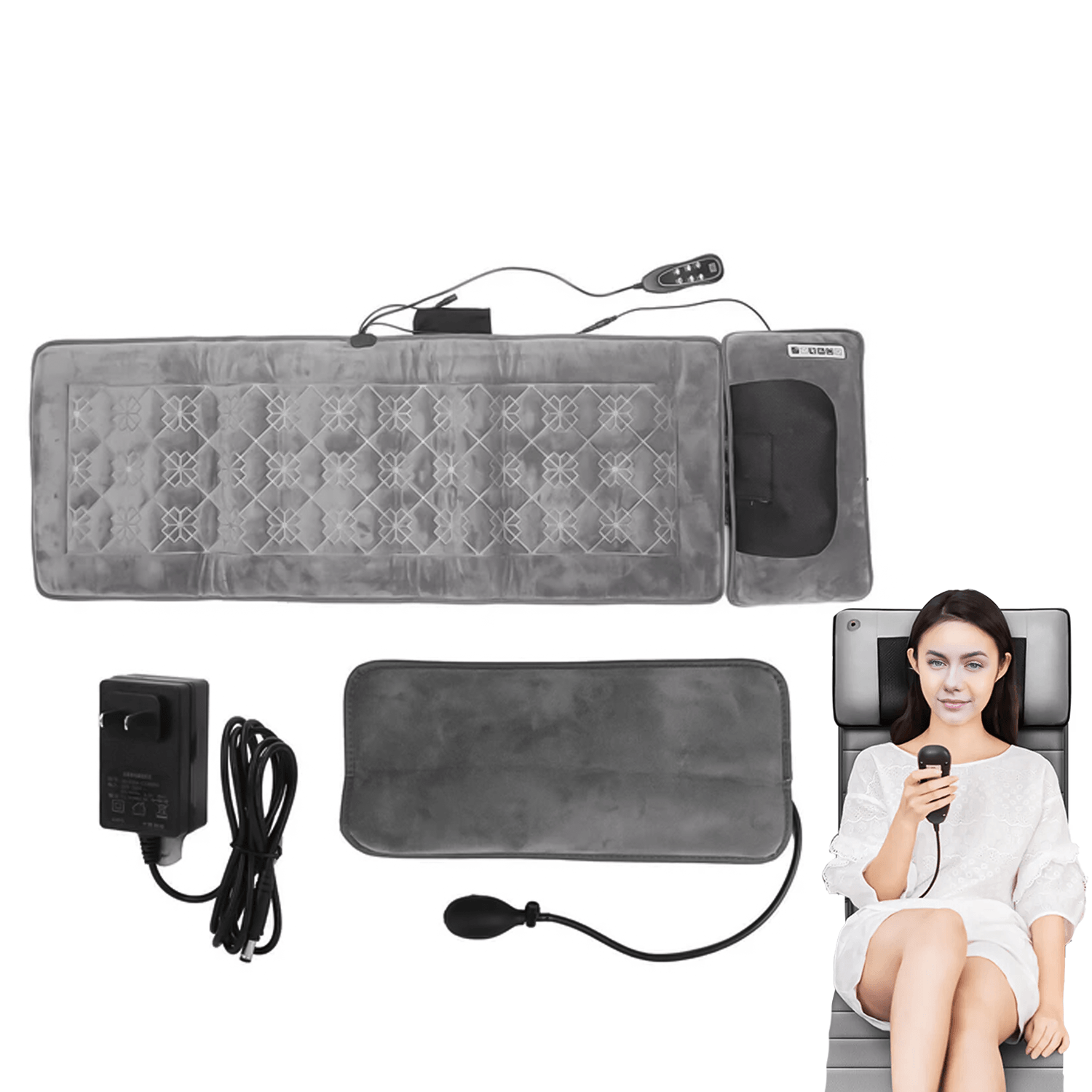 Full Body Massage Mats - 30 Heads Full Body Electric Massage Mattress Mat Heated Massager Cushion Pad Exercise & Fitness Equipment Manuals - Tophatter Daily Deals