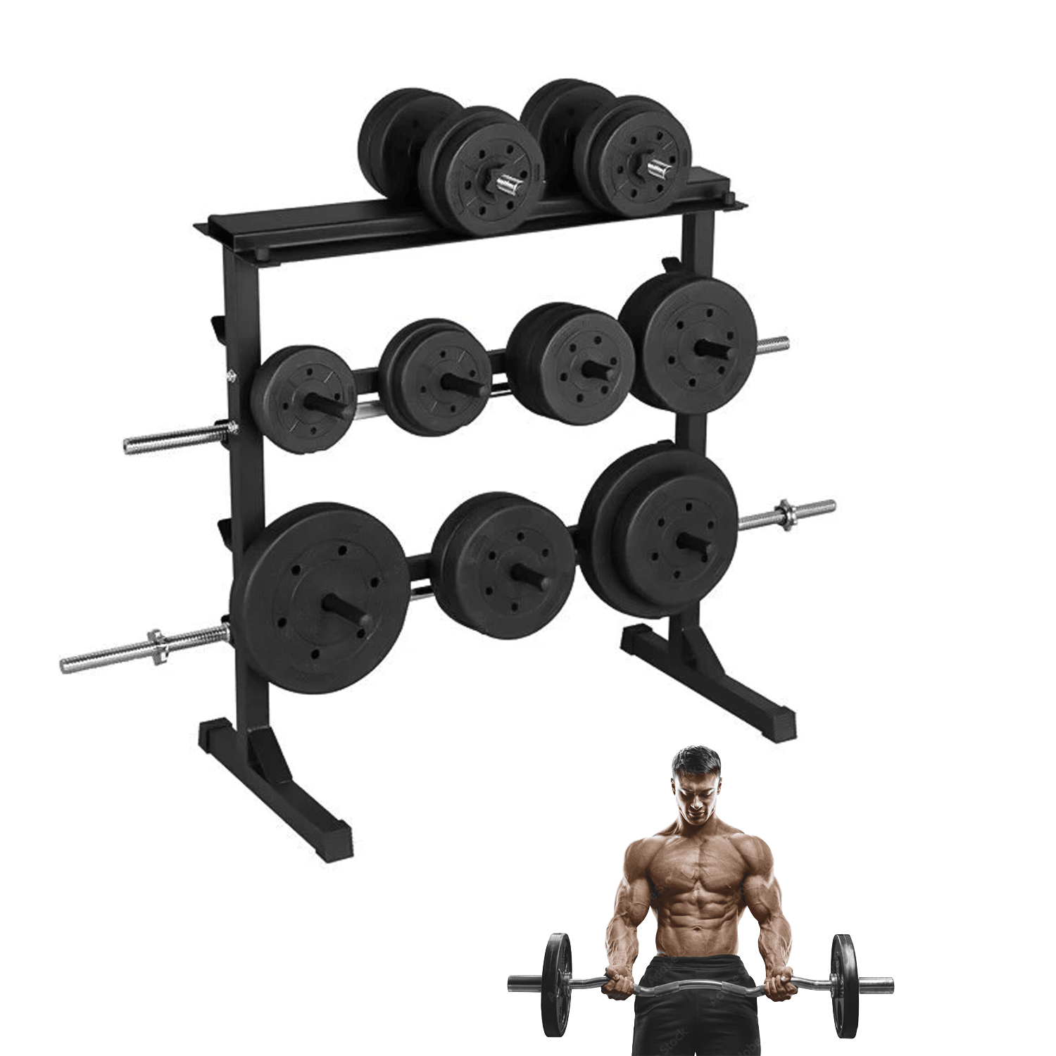 Weight Plates Storage Rack - Steel Dumbbell Barbell Stand Heavy Duty Weight Plate Holder for Home Gym Fitness Dumbbeells rack - Tophatter Daily Deals