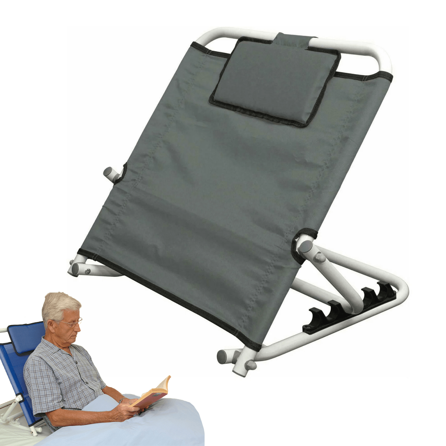 Adjustable Back Support for Bed - Fabric Bed Back Rest 5 Position Disability Mobility Aid Bedroom with Pillow Personal Care - Tophatter Daily Deals