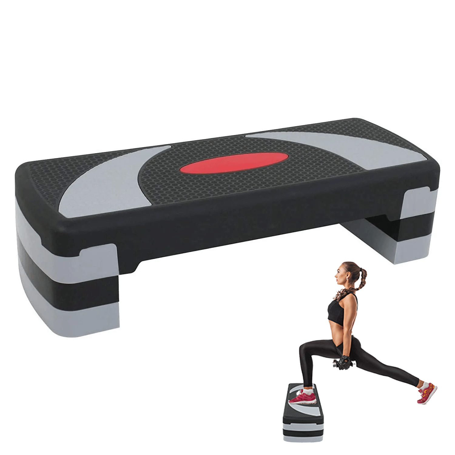 Aerobic Exercise Step - Height Adjustable Aerobic Step, Steppers for Exercise 3 Levels, Aerobic Step Board, Adjustable Height 10cm/15cm/20cm, for Home & Office Exercise & Fitness - Tophatter Daily Deals