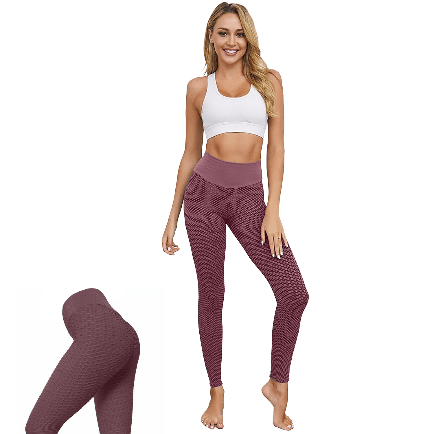 Anti Cellulite Leggings - Women Anti-Cellulite Yoga Pants Push Up Tik Tok Leggings Bum Butt Lift Sport Gym Maroon Exercise & Fitness - Tophatter Daily Deals