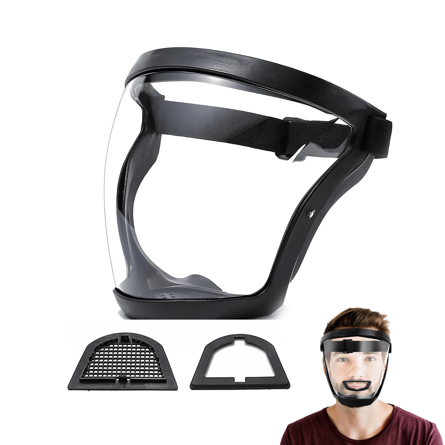 Face Protection Shield - Anti-fog Full Face Shield Protective Head Cover Transparent Safety Mask UK - Tophatter Daily Deals