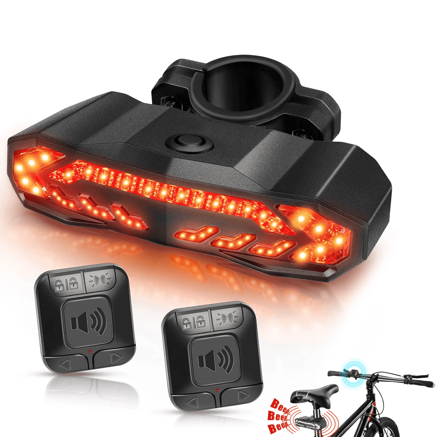 Bike Rear Light - USB LED Bike Tail Light Bicycle Horn Alarm Turn Signals Brake Light Apparel & Accessories - Tophatter Daily Deals