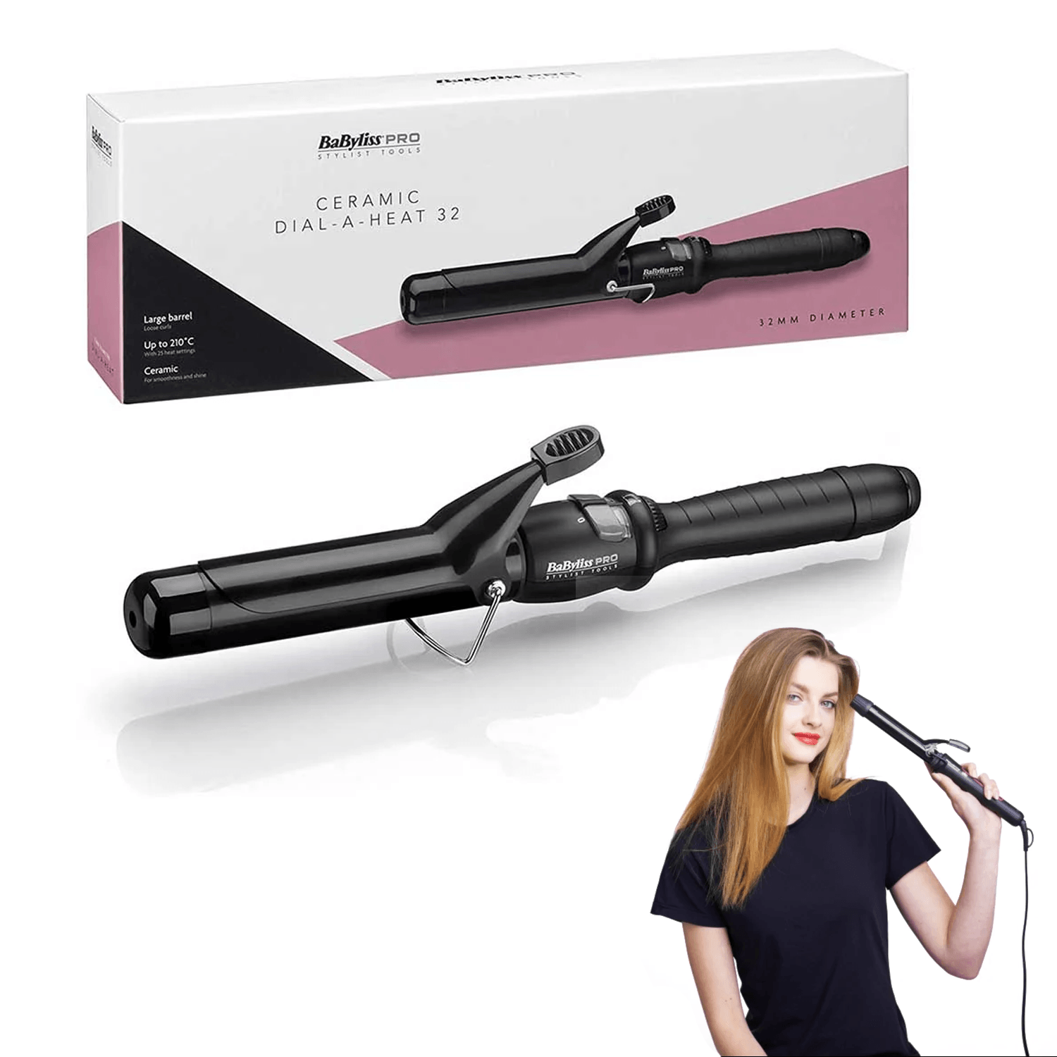 Hair Curler With Clamp - 32mm Curling Wand Hair Stylers Styling Personal Care - Tophatter Daily Deals