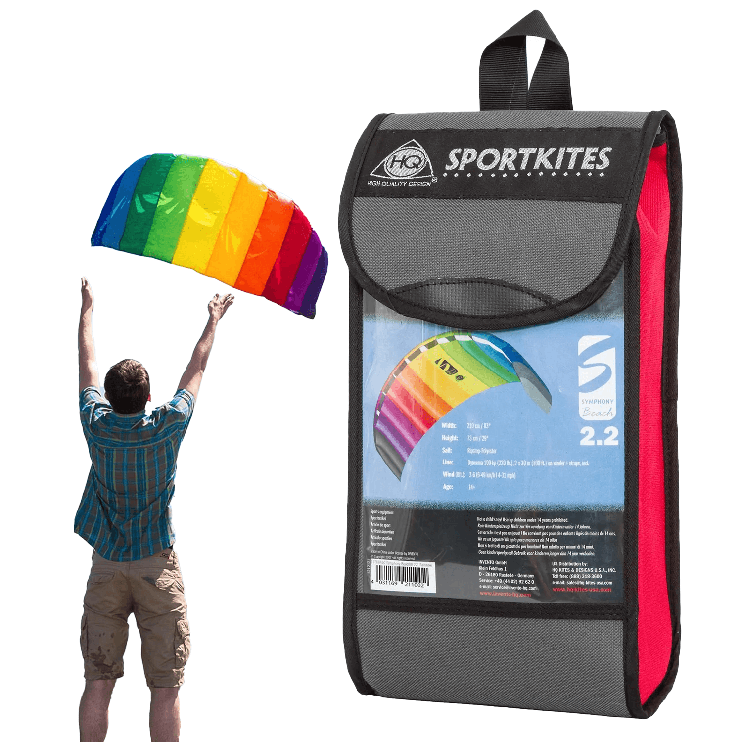 HQ Symphony Beach iii 1.3 - Rainbow Kites for the Beach Power Kites Ready to Fly Outdoor Accessories - Tophatter Daily Deals