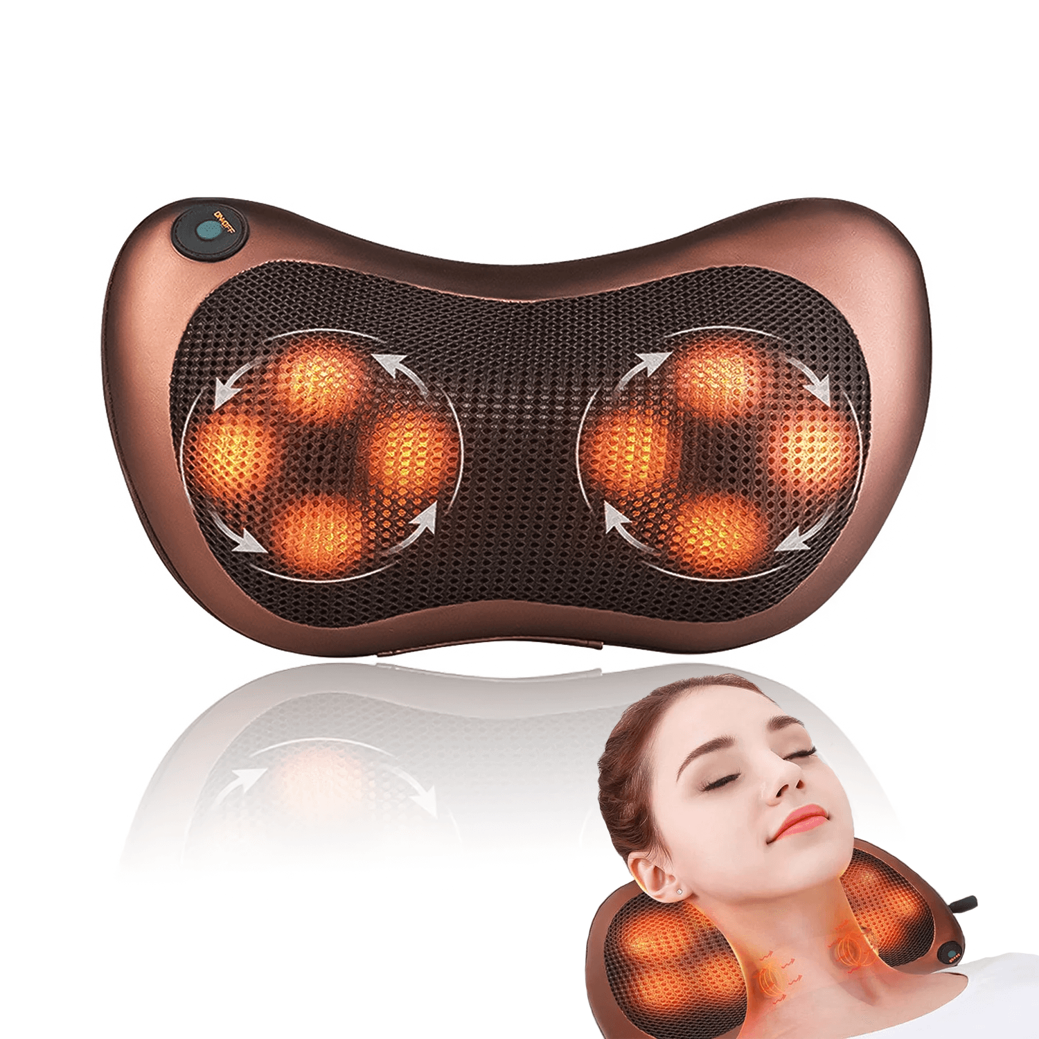 Best Neck Massager UK - Electric Massage Pillow Neck Back Full Body Lumbar Heat Support Cushion Personal Care - Tophatter Daily Deals