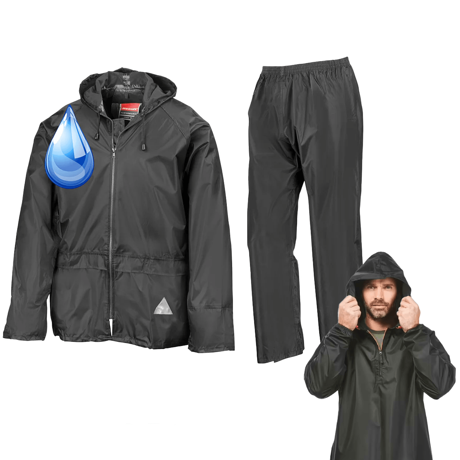 Best Raincoats Mens - Result Mens Waterproof Windproof Heavy Duty Jacket and Trousers Rain Suit + BAG Clothing - Tophatter Daily Deals