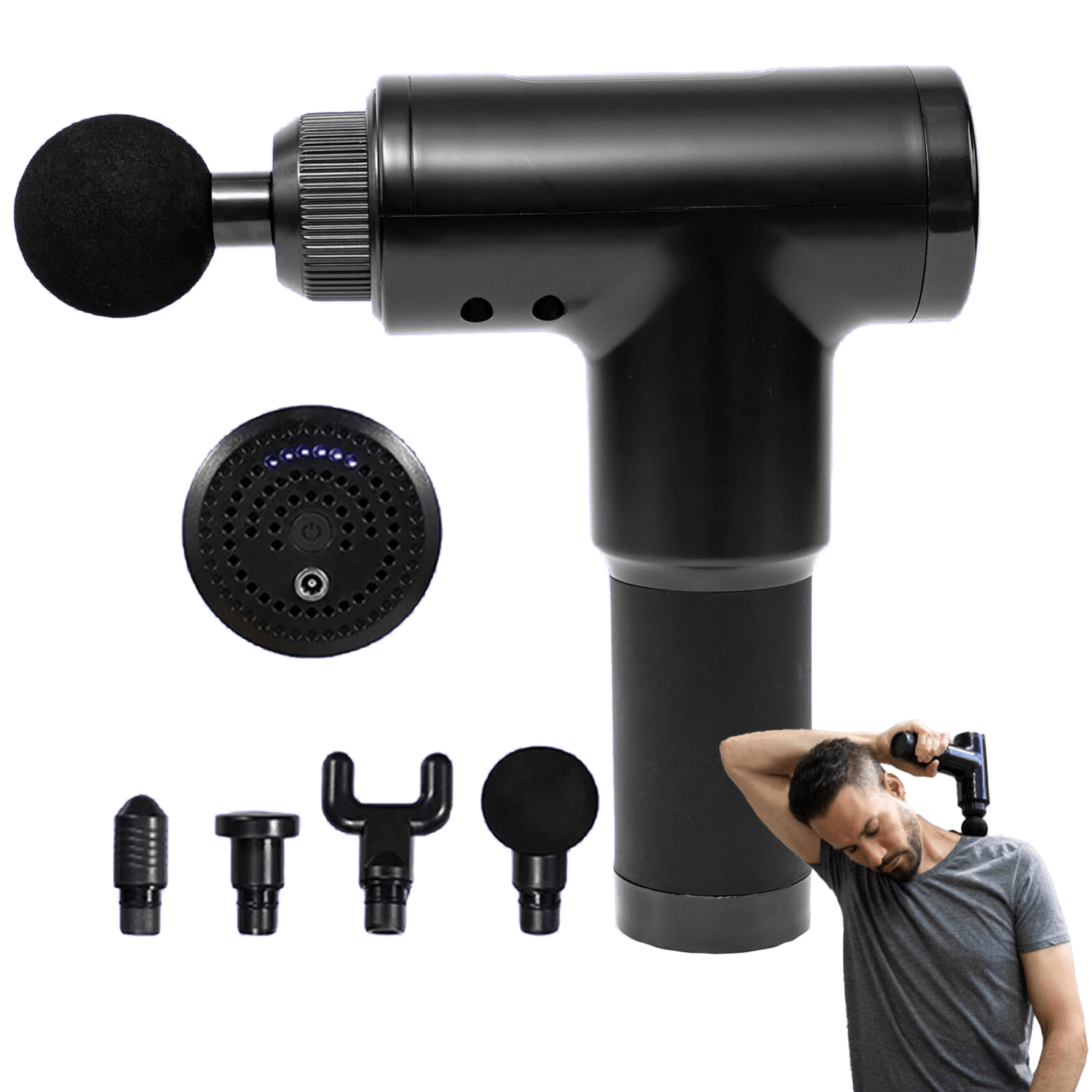 Deep Tissue Massage Gun - Powerful 30 Speeds Percussion Muscle Massager, 2400mah Electric Handheld Muscle Massager Gun, Portable Fascia Gun Personal Care - Tophatter Daily Deals