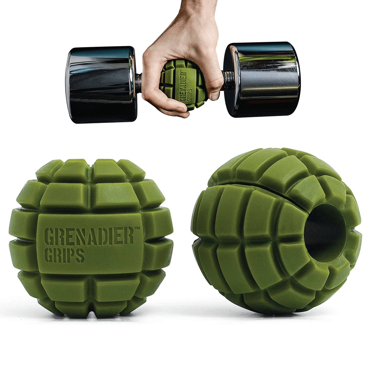 Grenadier Grips by Gunsmith - 2x Gunsmith Fitness Grenadier Grips Unique Fat Bar Dumbell/Barbell Grips For Huge Size Gains, Explosive Power Dumbbeells - Tophatter Daily Deals
