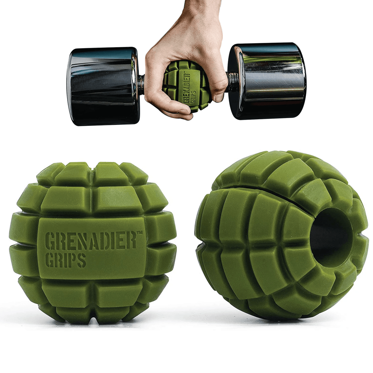Grenadier Grips by Gunsmith - 2x Gunsmith Fitness Grenadier Grips Unique Fat Bar Dumbell/Barbell Grips For Huge Size Gains, Explosive Power Dumbbeells - Tophatter Daily Deals