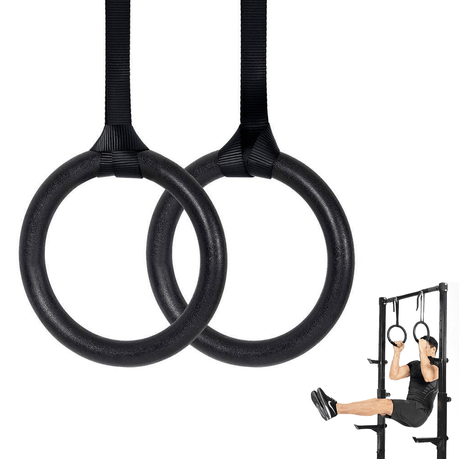 Gymnastics Rings With Straps - 2Pcs Gym Rings Adjustable Fitness Muscle Strength Training Strap Hoop Exercise & Fitness - Tophatter Daily Deals