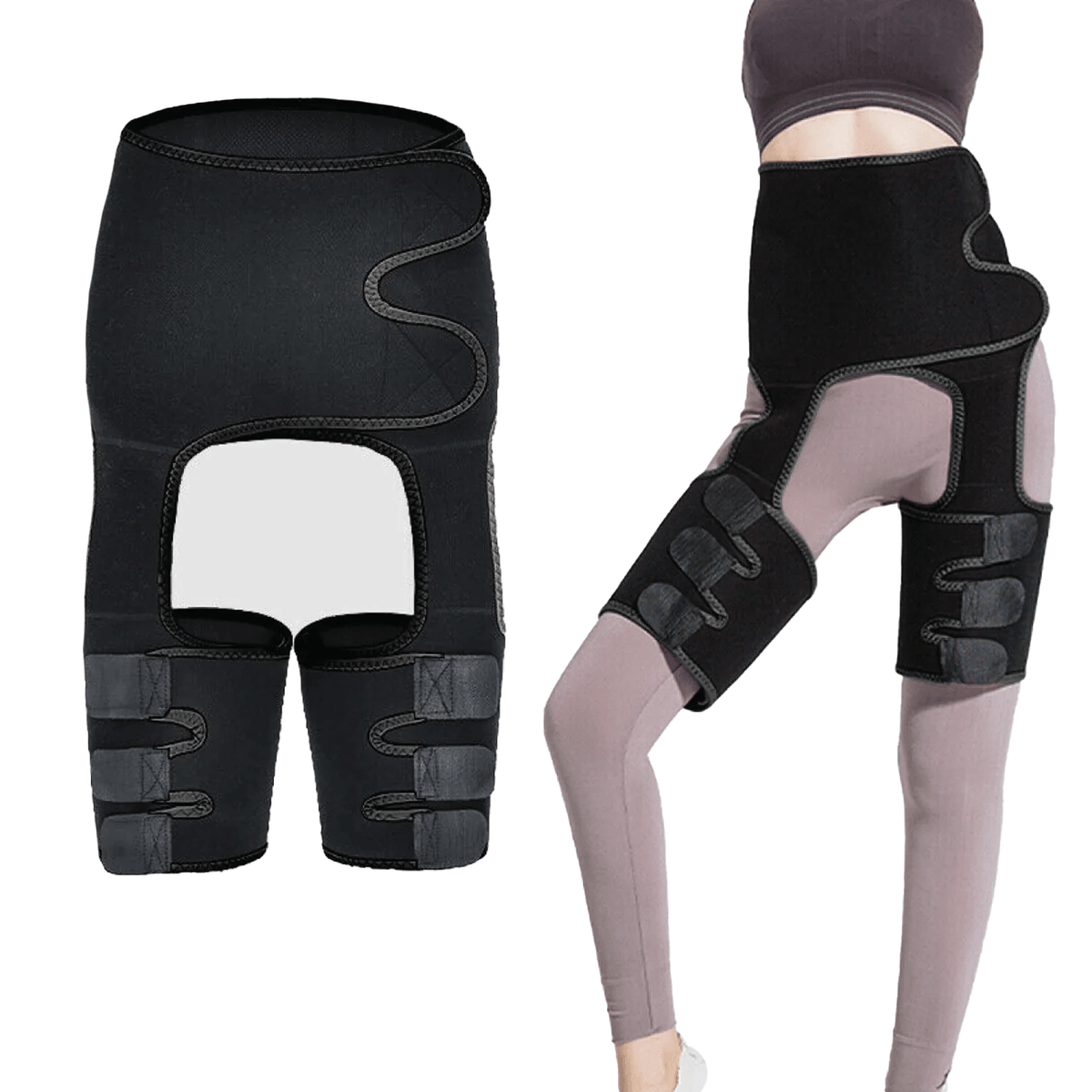 High Waist Thigh Trimmer - 3in1 High High Waist Thigh Body Shaper Trimmer Trainer Butt Lifter Slimming Belt Fitness - Tophatter Daily Deals