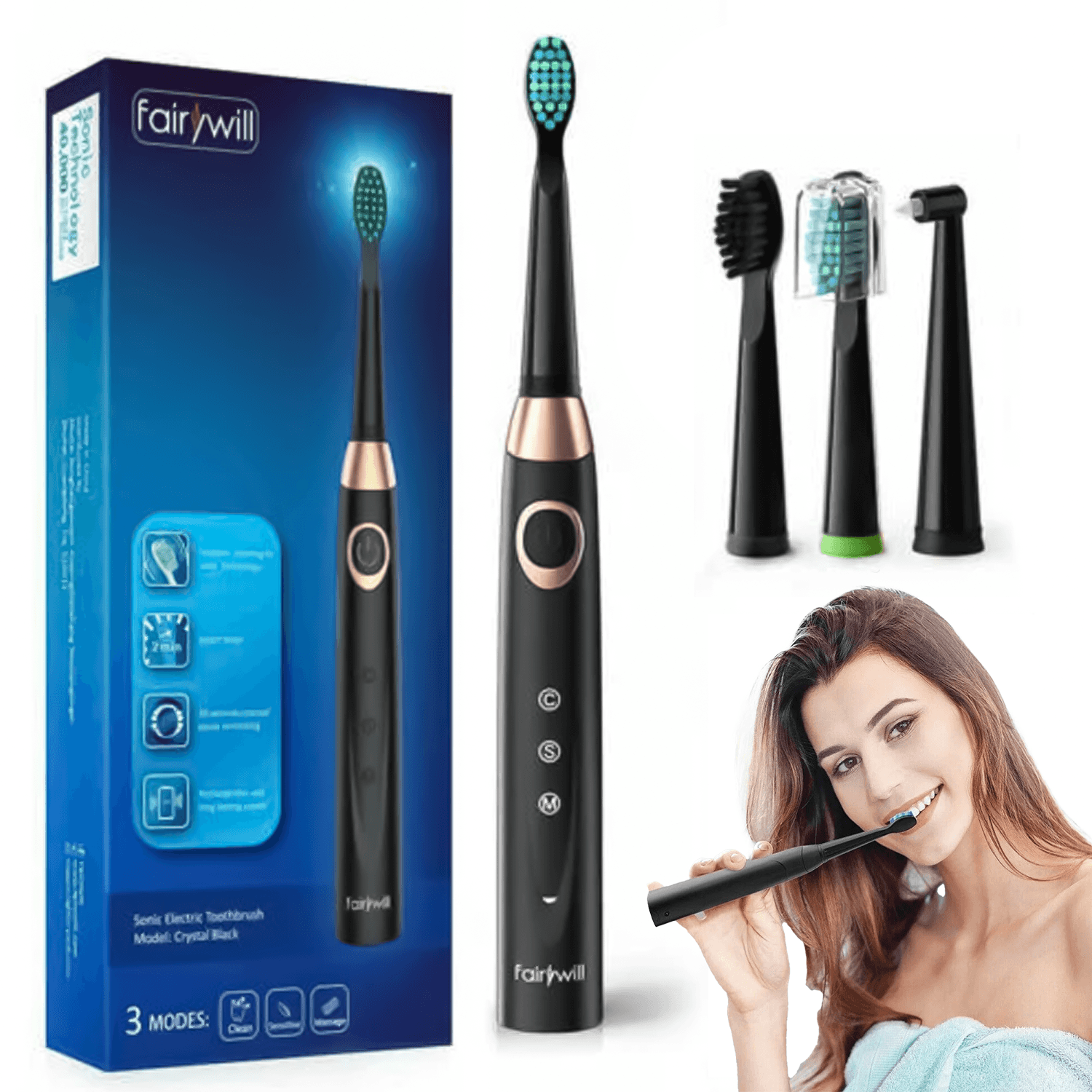Rechargeable Power Toothbrush - 4/12X Brush Heads Electric Toothbrush Power Toothbrush ADA Accepted Personal Care - Tophatter Daily Deals