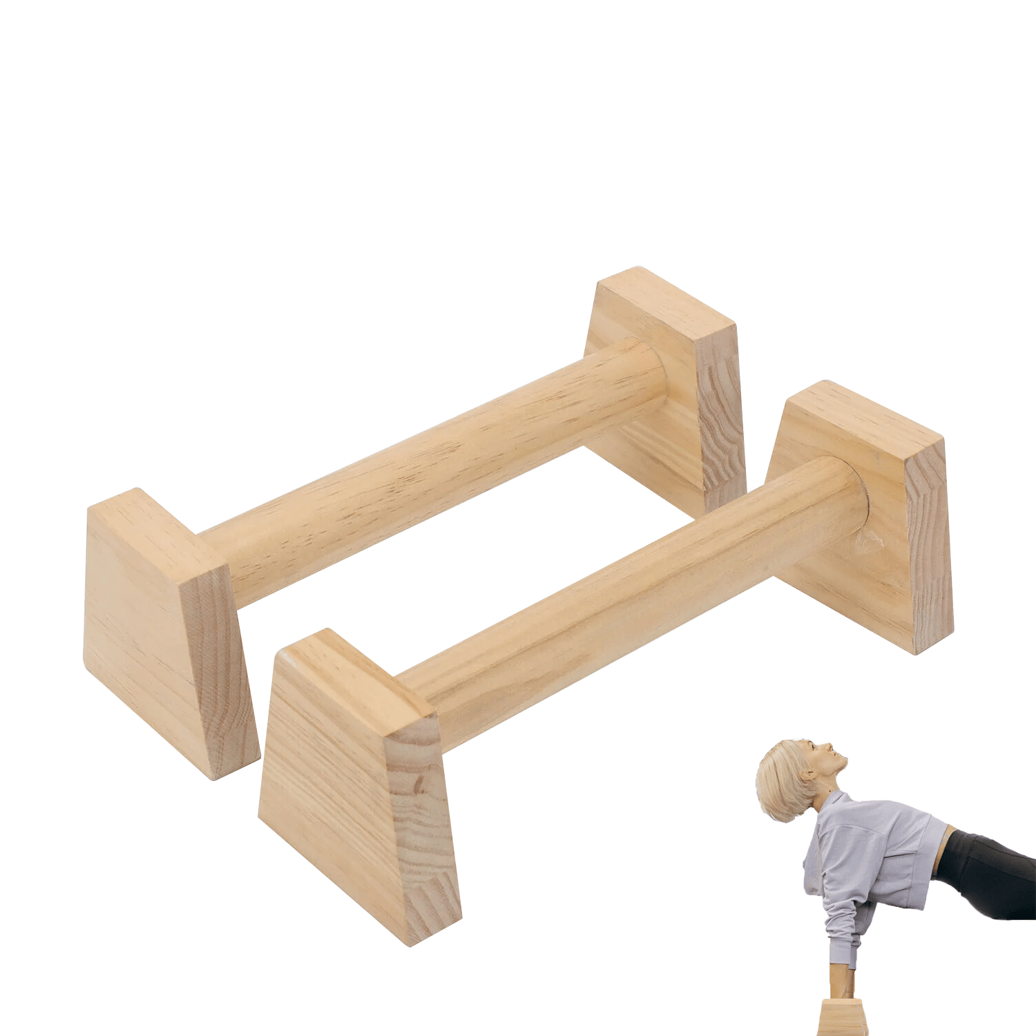 Wooden Parallettes UK - Fitness Push Up Bars Wooden Mini Parallettes Gymnastics Bars Exercise & Fitness - Tophatter Daily Deals