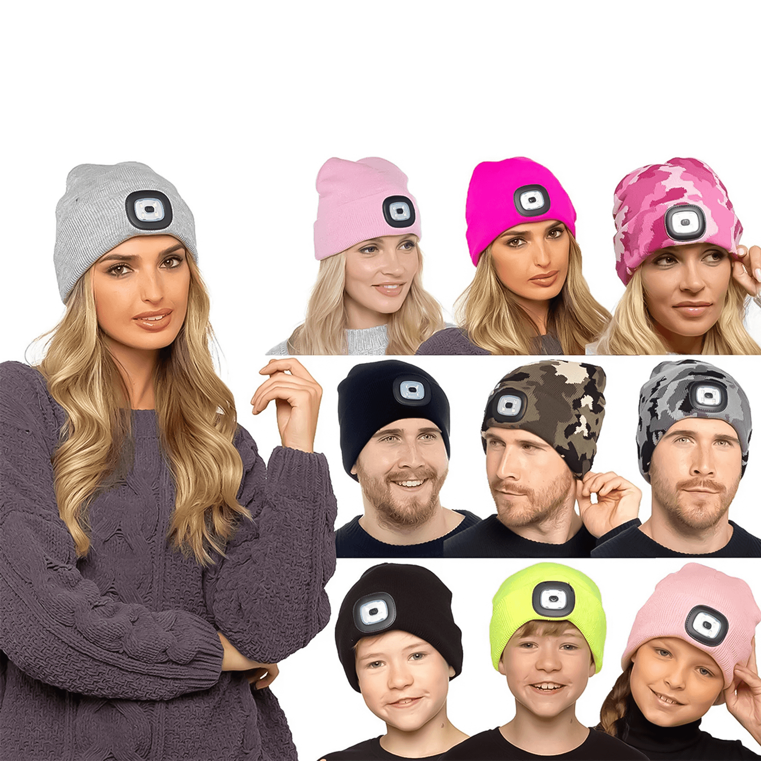 Beanie Hats With Lights - USB Rechargeable Knitted Beanie Hat LED Knitted Hands Free Light Up Hats Apparel & Accessories - Tophatter Daily Deals