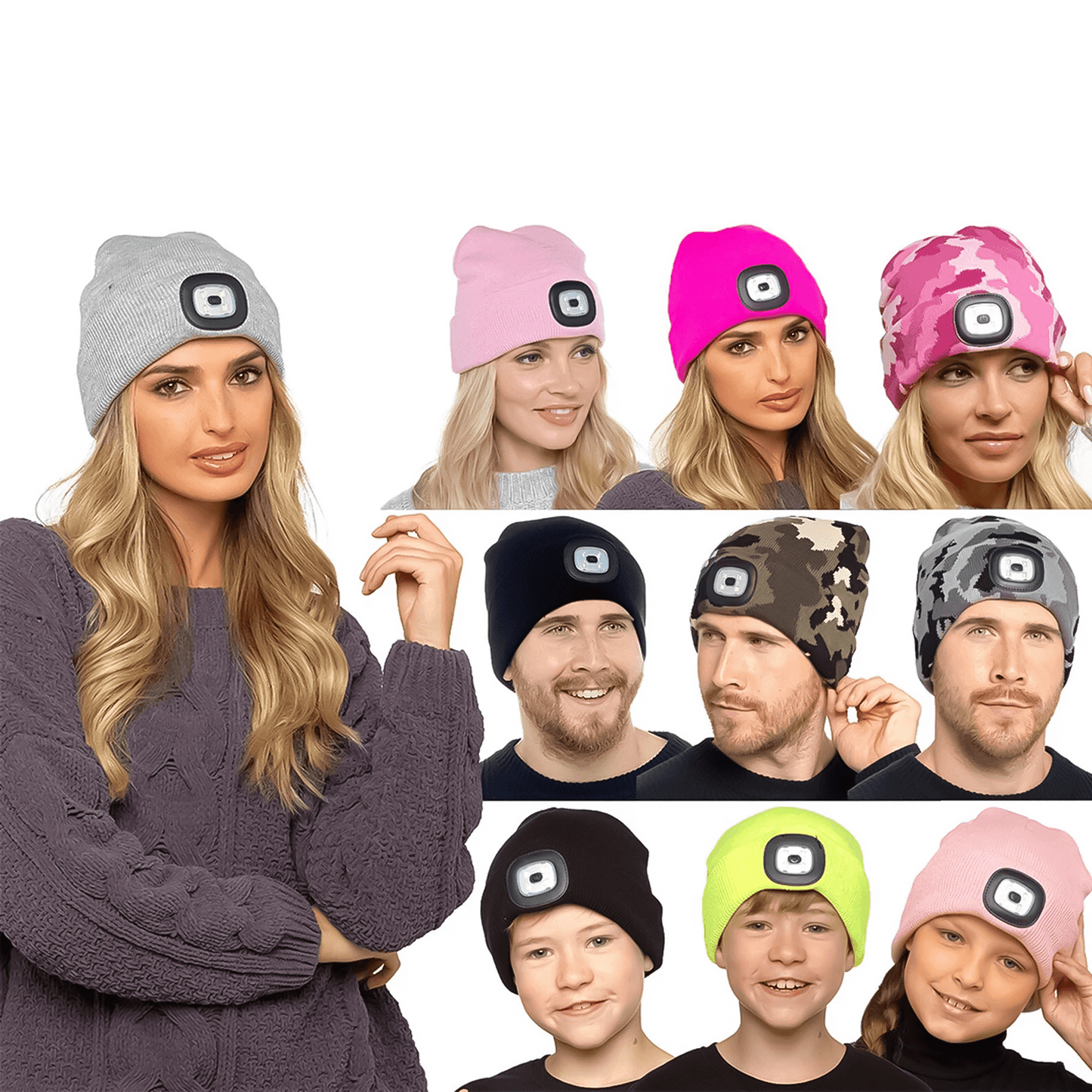 Beanie Hats With Lights - USB Rechargeable Knitted Beanie Hat LED Knitted Hands Free Light Up Hats Apparel & Accessories - Tophatter Daily Deals