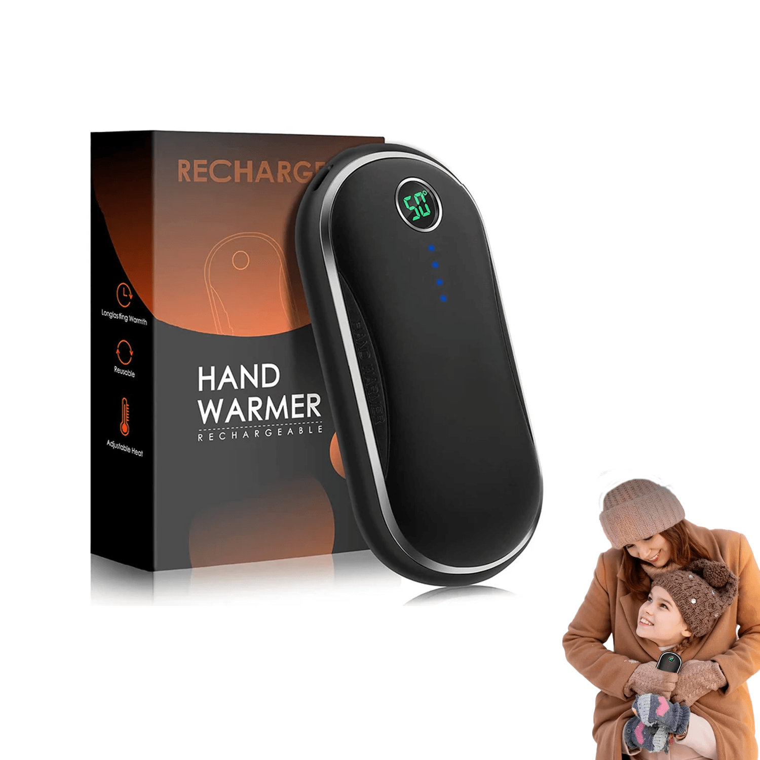 Best Hand Warmers UK - 10000mAh Rechargeable, Electronic Hand Warmer/Powerbank With Digital Apparel & Accessories - Tophatter Daily Deals