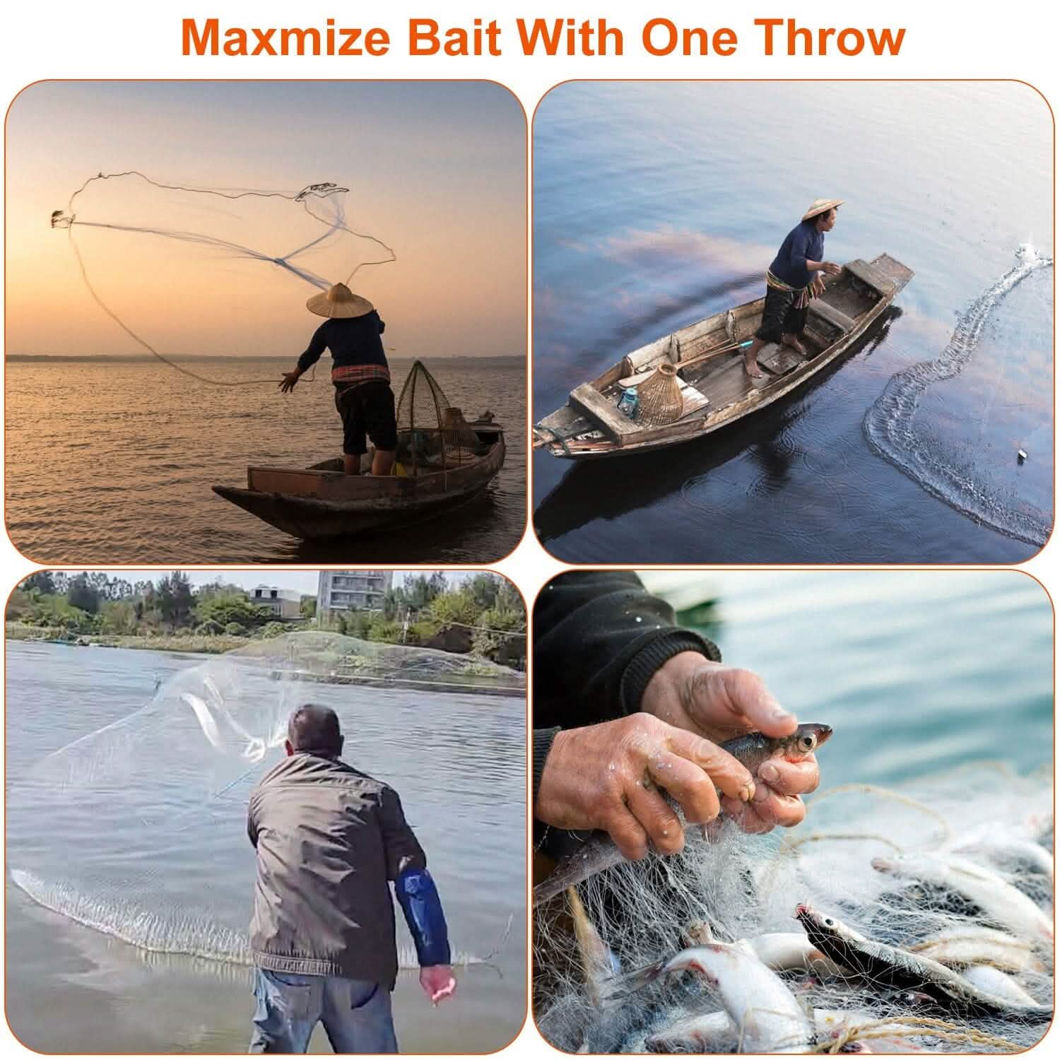 Fishing Cast Net Bait Trap Heavy Duty Outdoor Recreation - Tophatter Daily Deals
