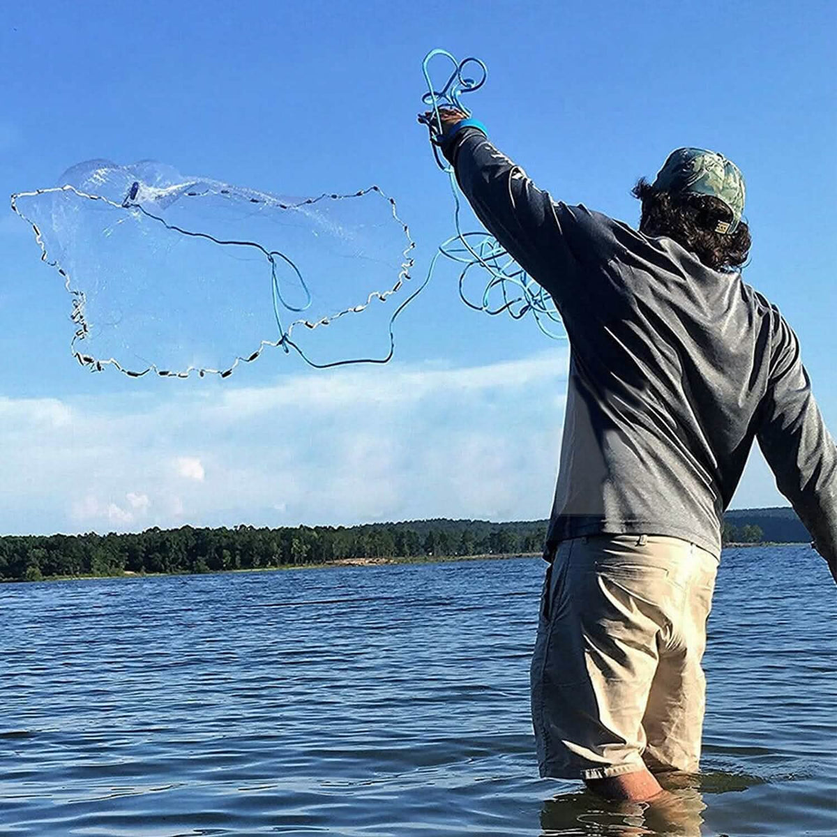Fishing Cast Net Bait Trap Heavy Duty Outdoor Recreation - Tophatter Daily Deals