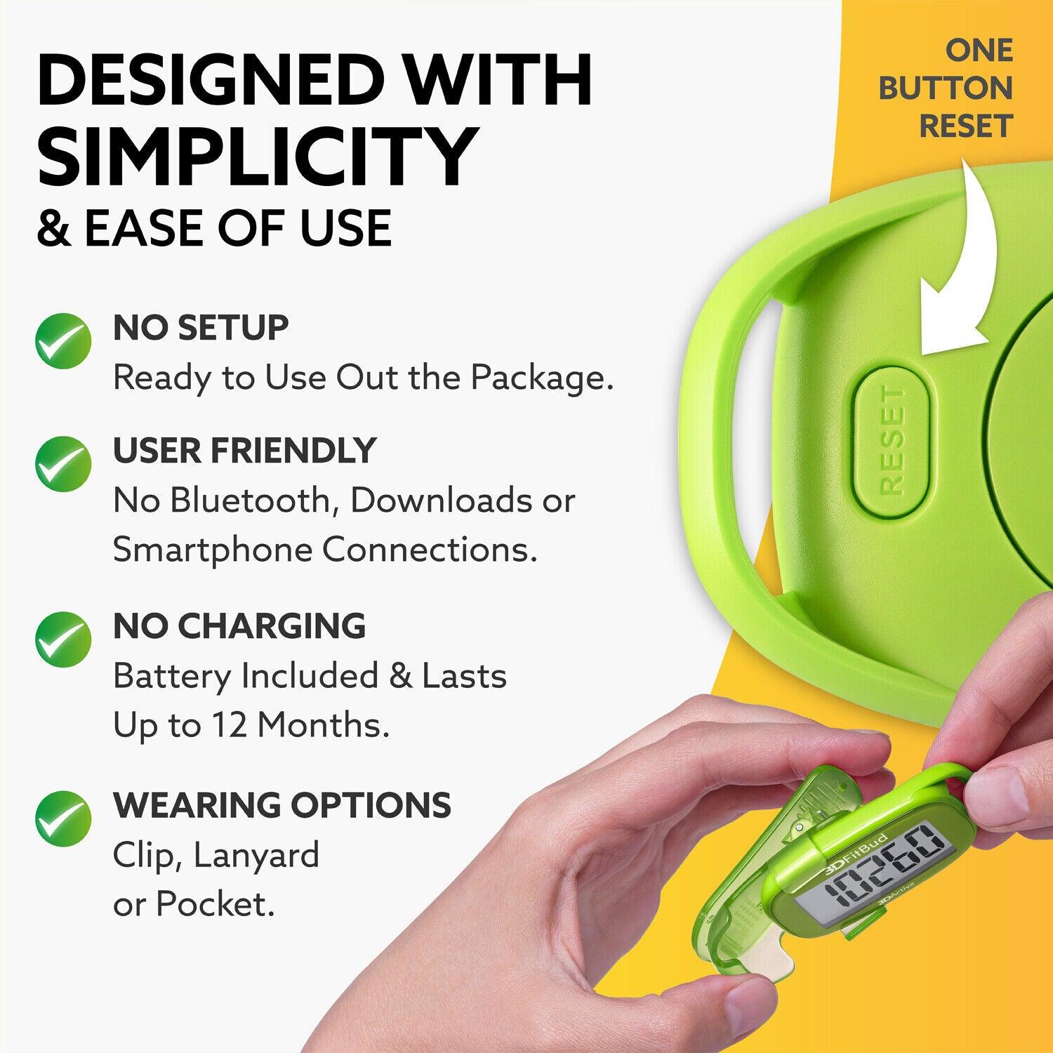 Simple Step Counter - 3D Pedometer with Clip and Lanyard A420S Sports & Outdoor - Tophatter Daily Deals