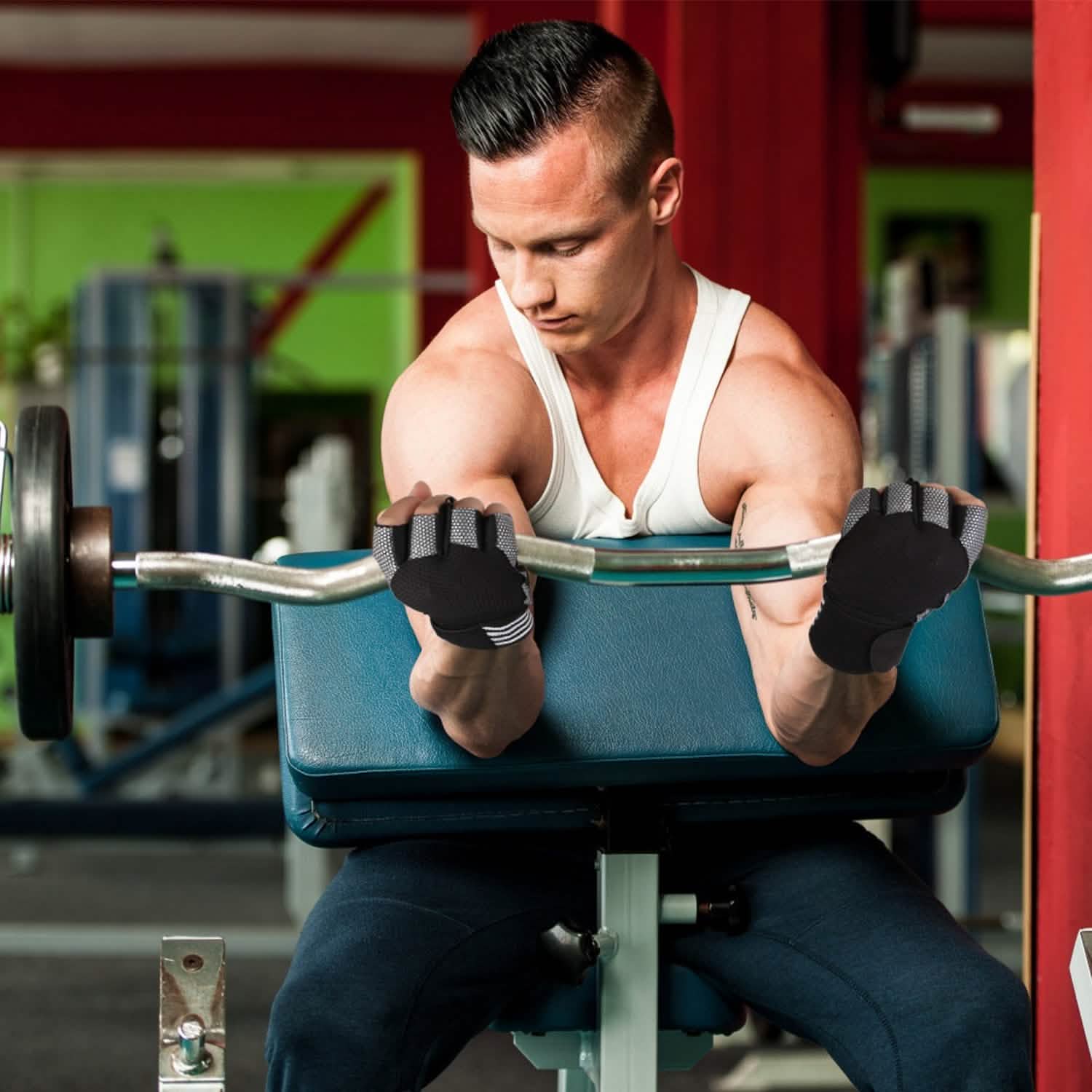 Fitness Workout Gloves with Wrist Wrap Strap Fitness & Exercise - Tophatter Daily Deals