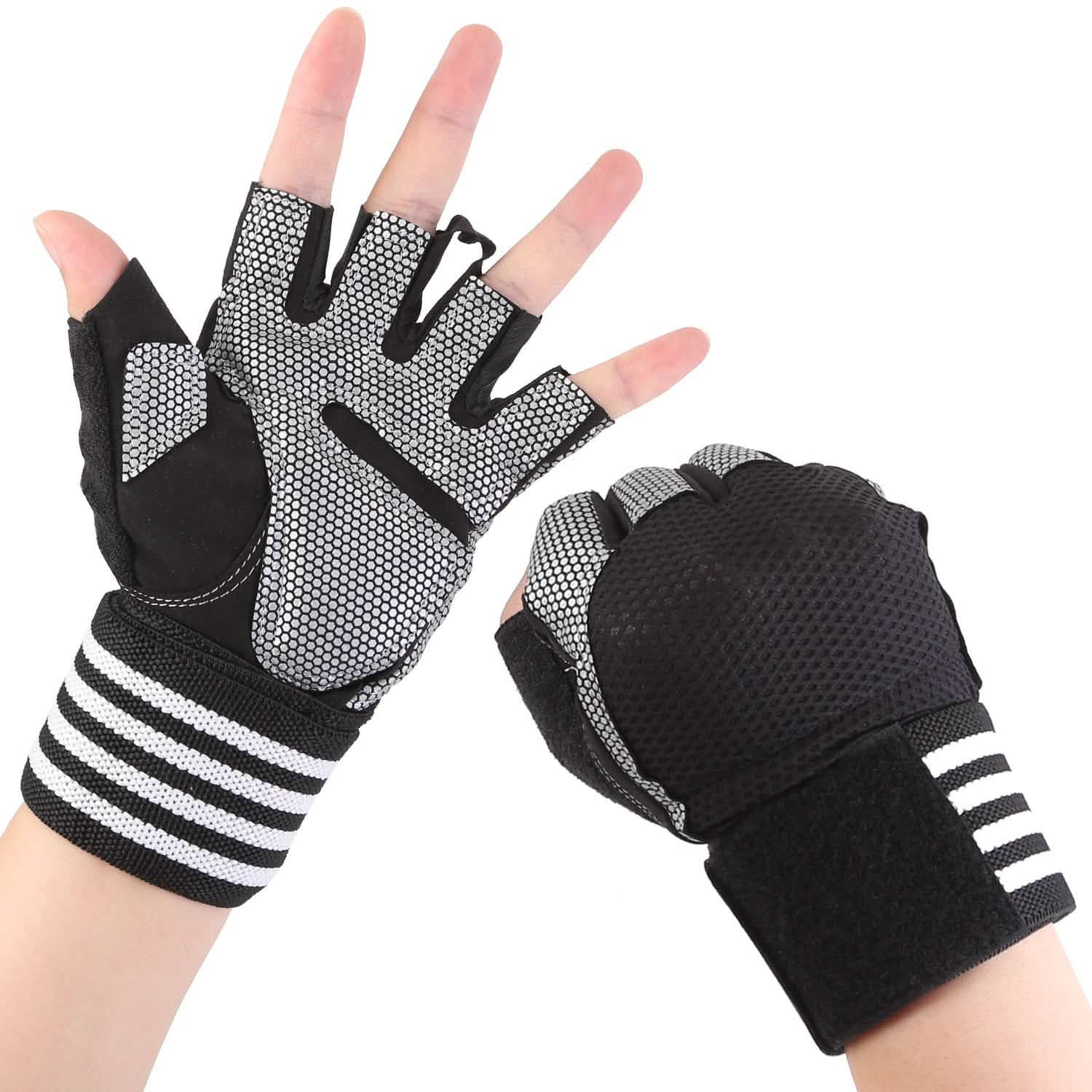 Fitness Workout Gloves with Wrist Wrap Strap Fitness & Exercise - Tophatter Daily Deals