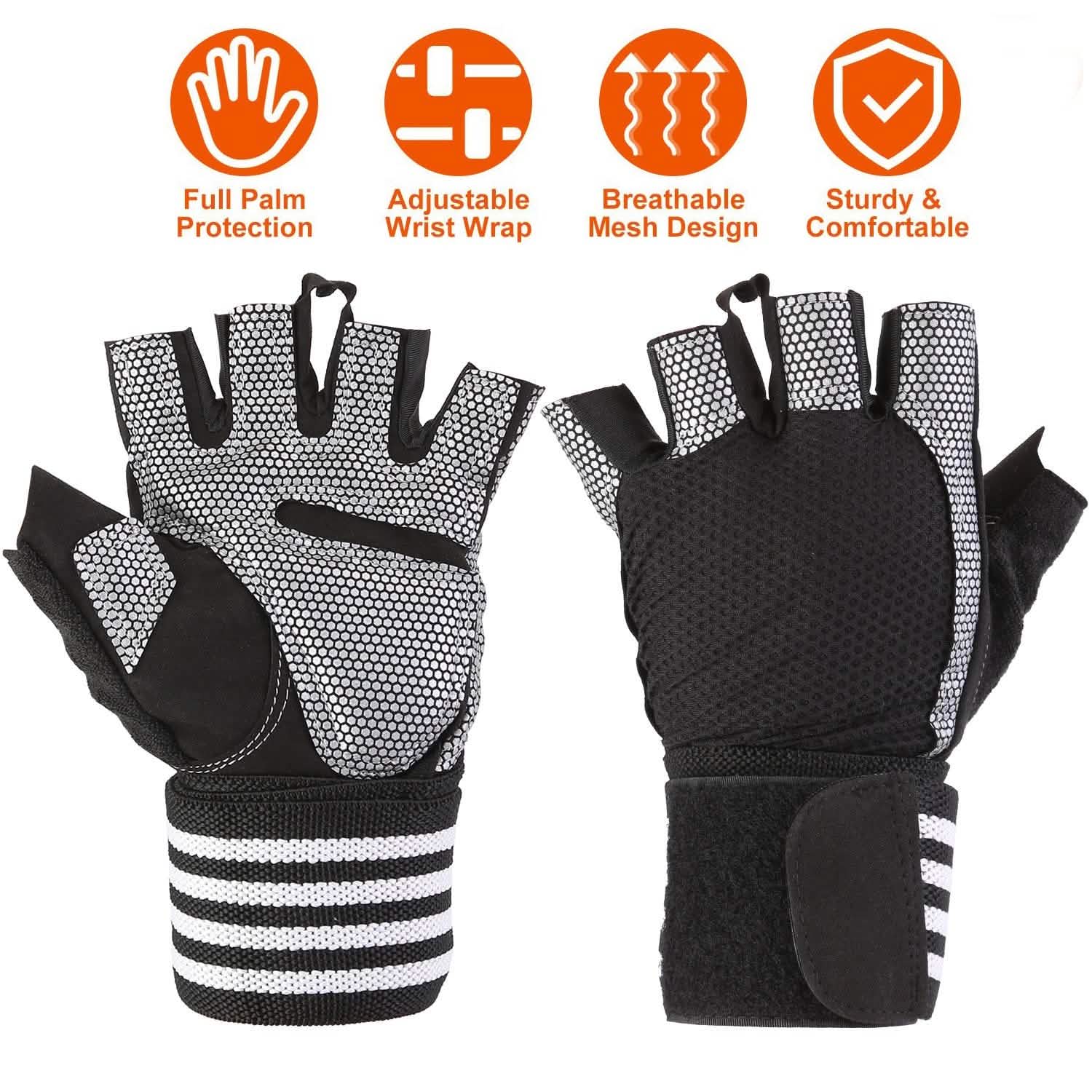 Fitness Workout Gloves with Wrist Wrap Strap Fitness & Exercise - Tophatter Daily Deals