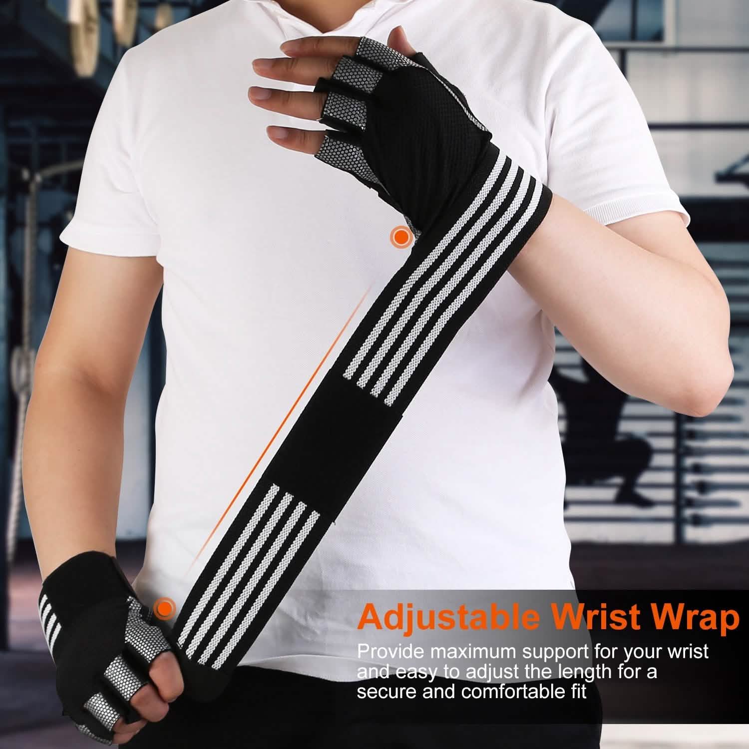 Fitness Workout Gloves with Wrist Wrap Strap Fitness & Exercise - Tophatter Daily Deals