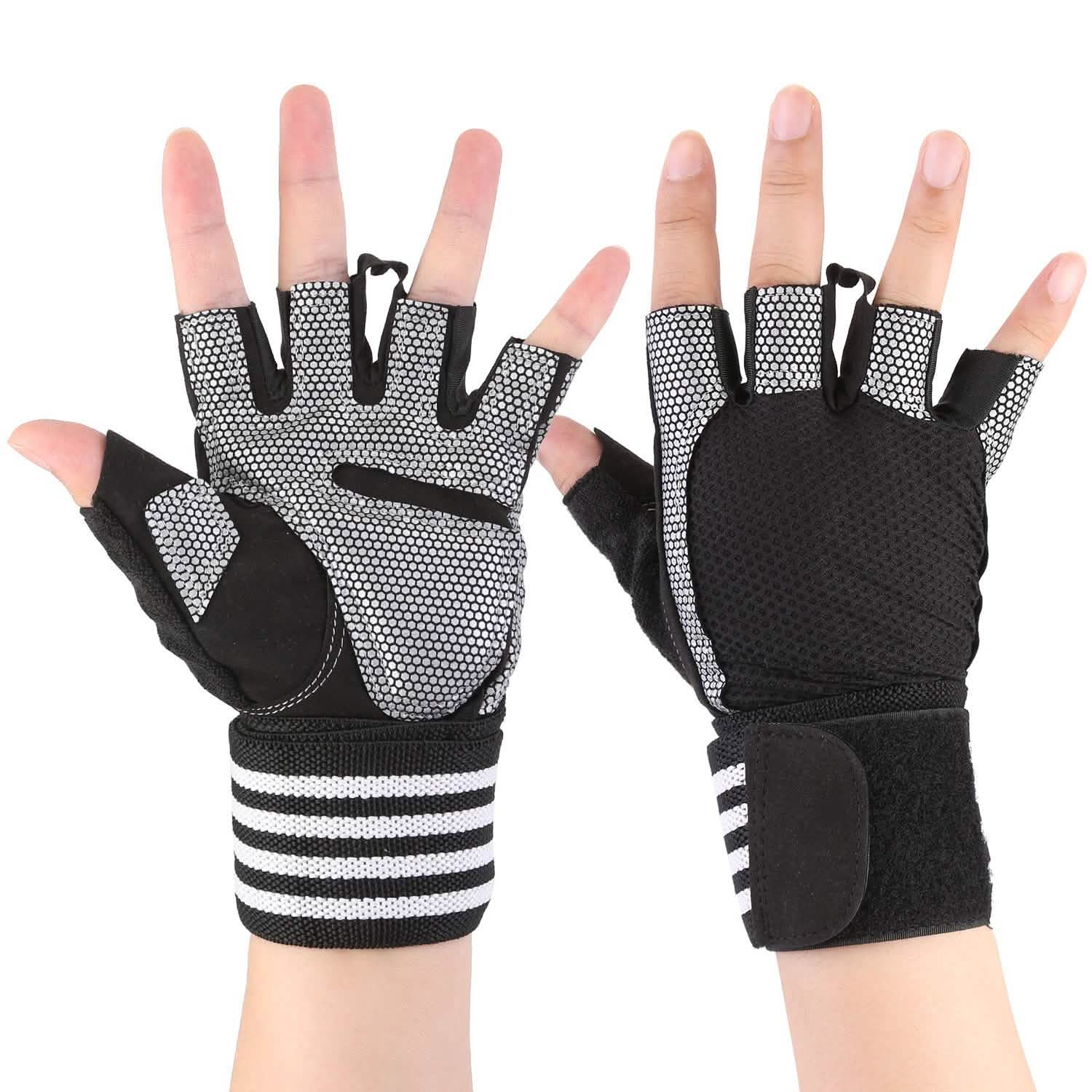 Fitness Workout Gloves with Wrist Wrap Strap XL Fitness & Exercise - Tophatter Daily Deals