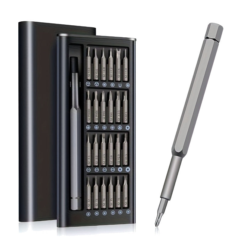 25-Piece Precision Screwdriver Set with S2 Steel Bits and Sliding Metal Case Home Improvement - Tophatter Daily Deals