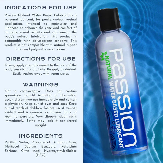 Passion Natural Water-Based Lubricant 8 Oz – Personal Lubricant > Lube > Water Based - Tophatter Daily Deals