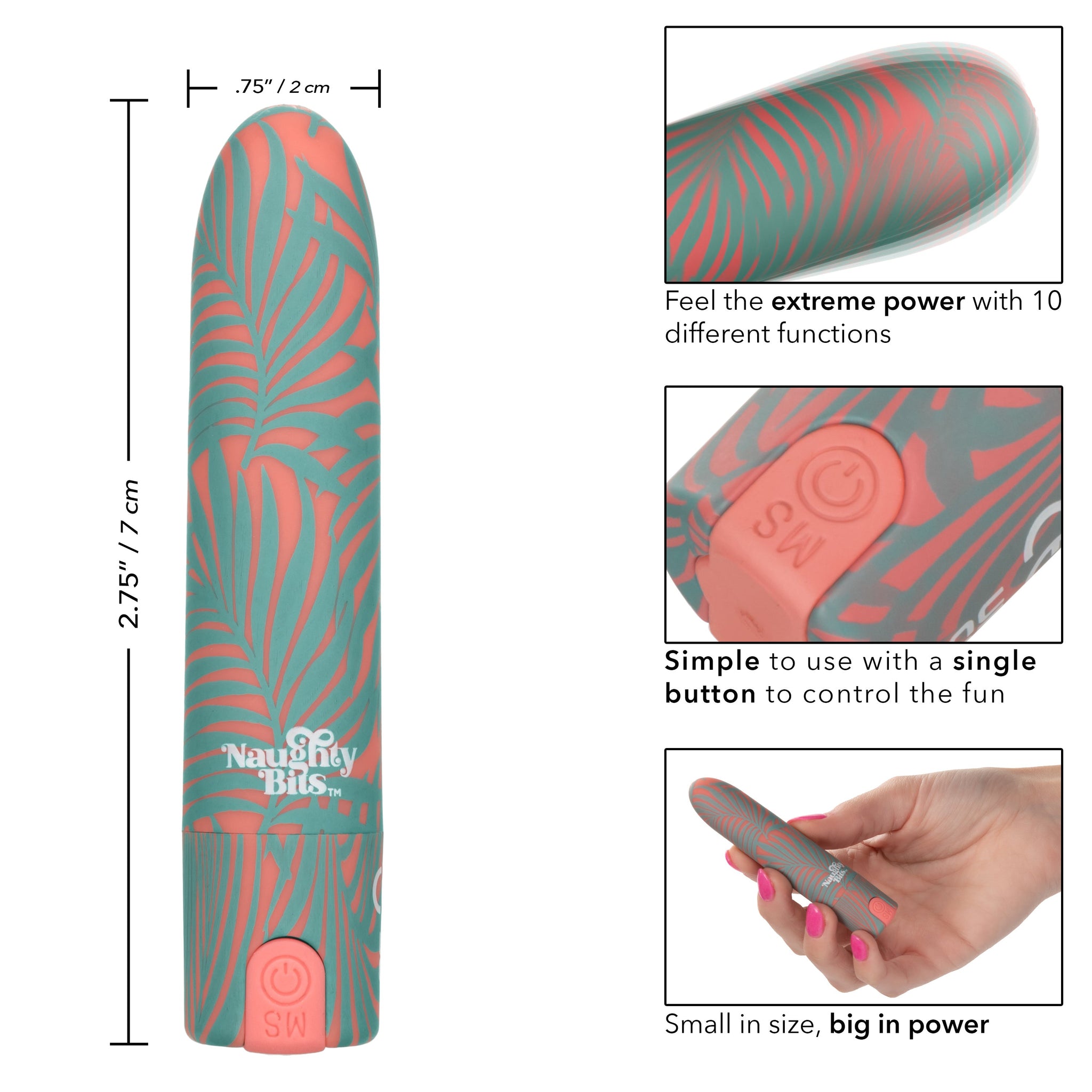 Naughty Bits You Do You Mini Massager 3-Inch Silicone Bullet with Floral Pattern and 10 Vibration Functions > Vibrators > Mini Vibrators - Tophatter Daily Deals