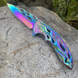 Fantastic Flame Shape Folding Knife Rainbow - Tophatter Daily Deals