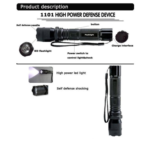 Guard Star 9.8MV Alloy Flashlight StunGun w/ 500 Lumen CREE LED Bulb SD-StunGun - Tophatter Daily Deals