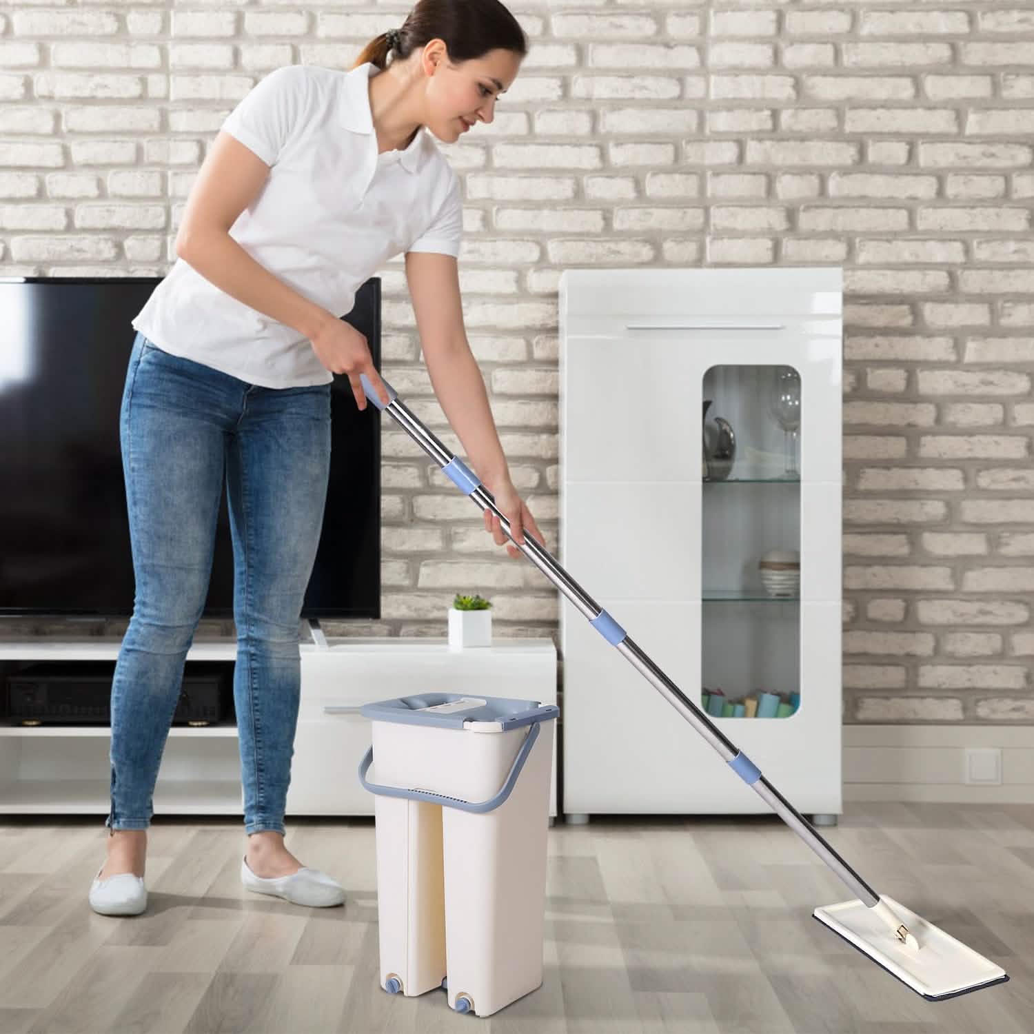 Flat Floor Mop Bucket Set Household Appliances - Tophatter Daily Deals