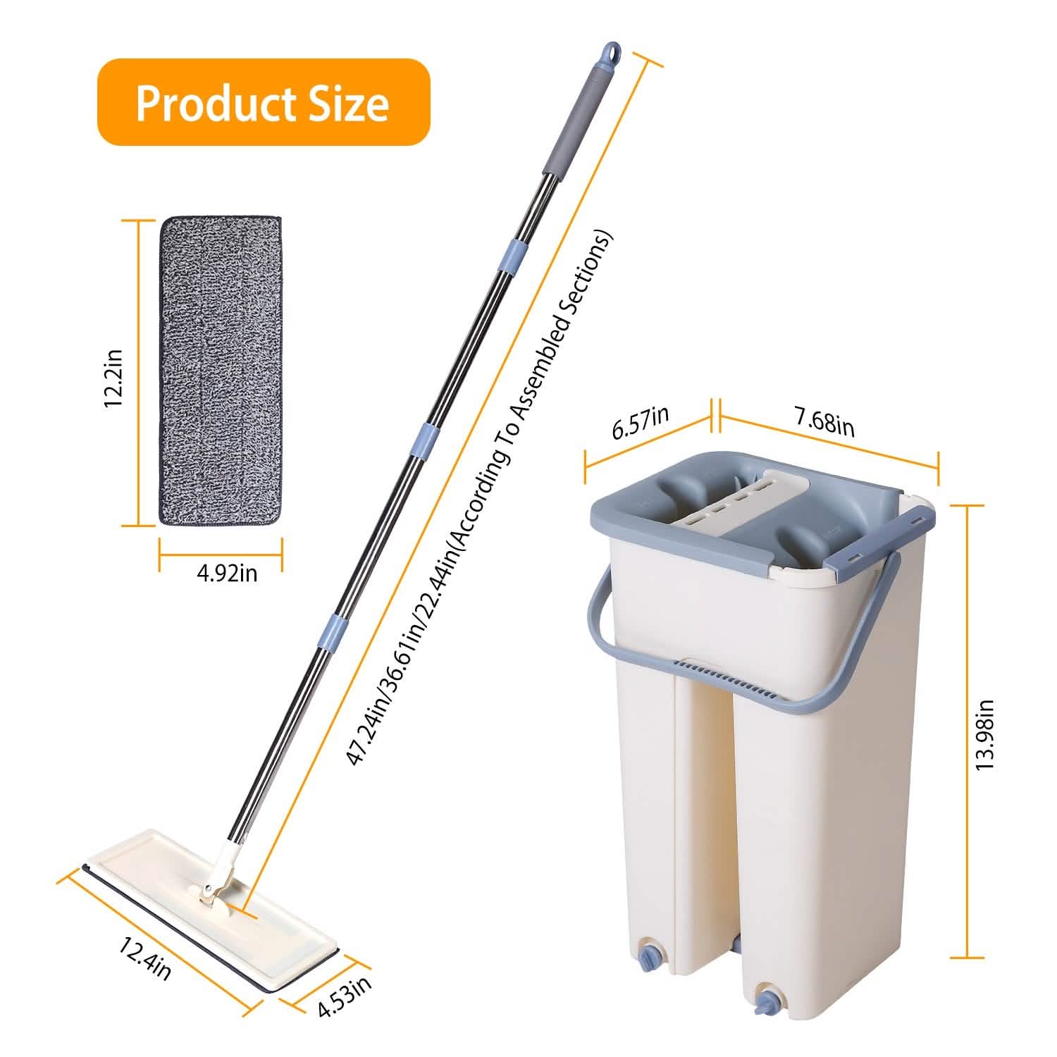 Flat Floor Mop Bucket Set Household Appliances - Tophatter Daily Deals