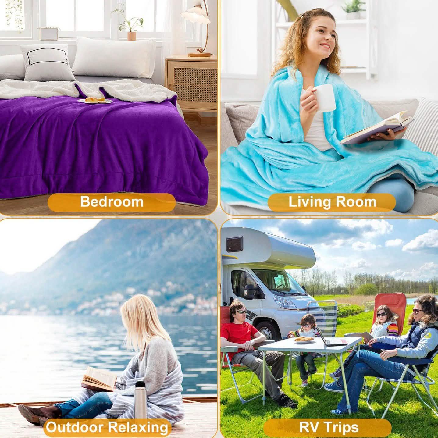 Fleece Throw Blanket Flannel Bed Cover Bedding - Tophatter Daily Deals