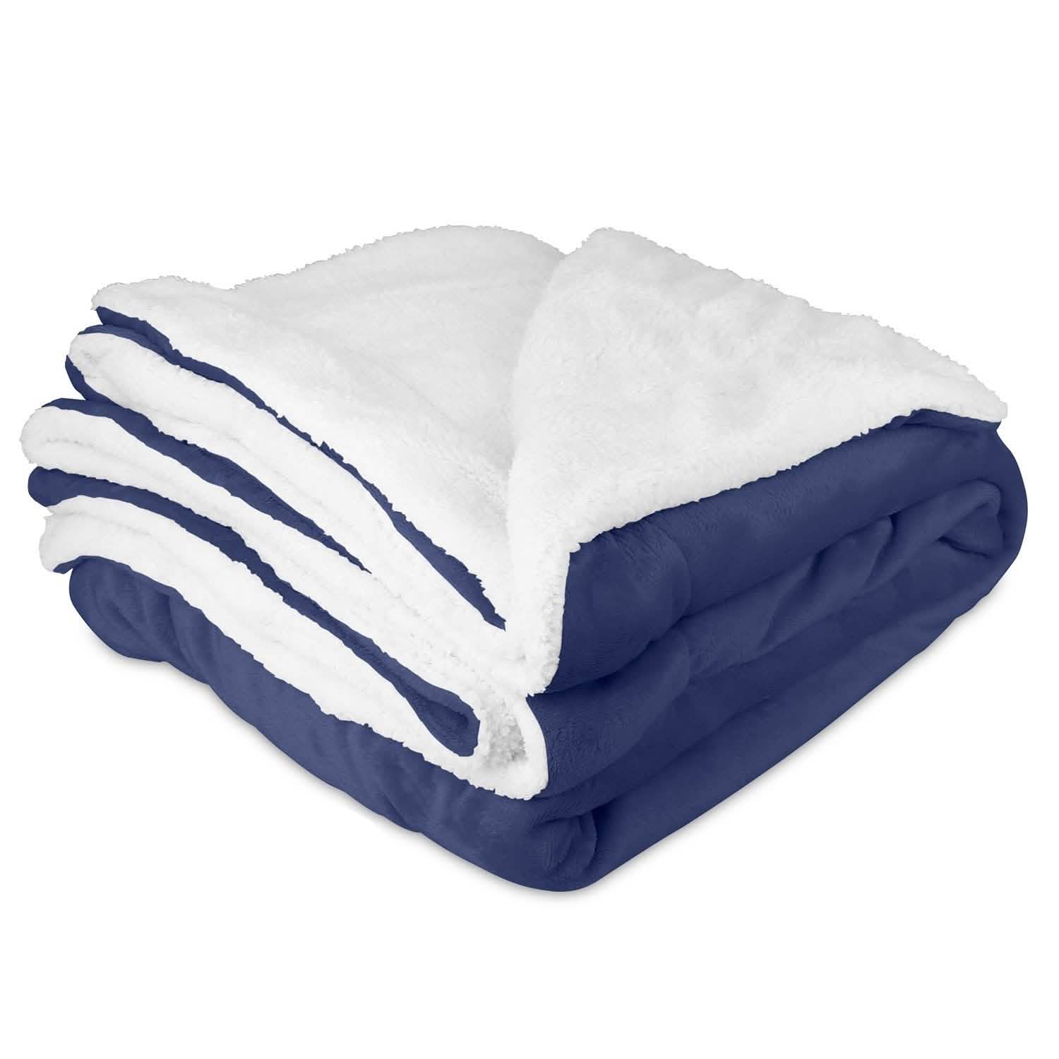 Fleece Throw Blanket Flannel Bed Cover Navy Bedding - Tophatter Daily Deals