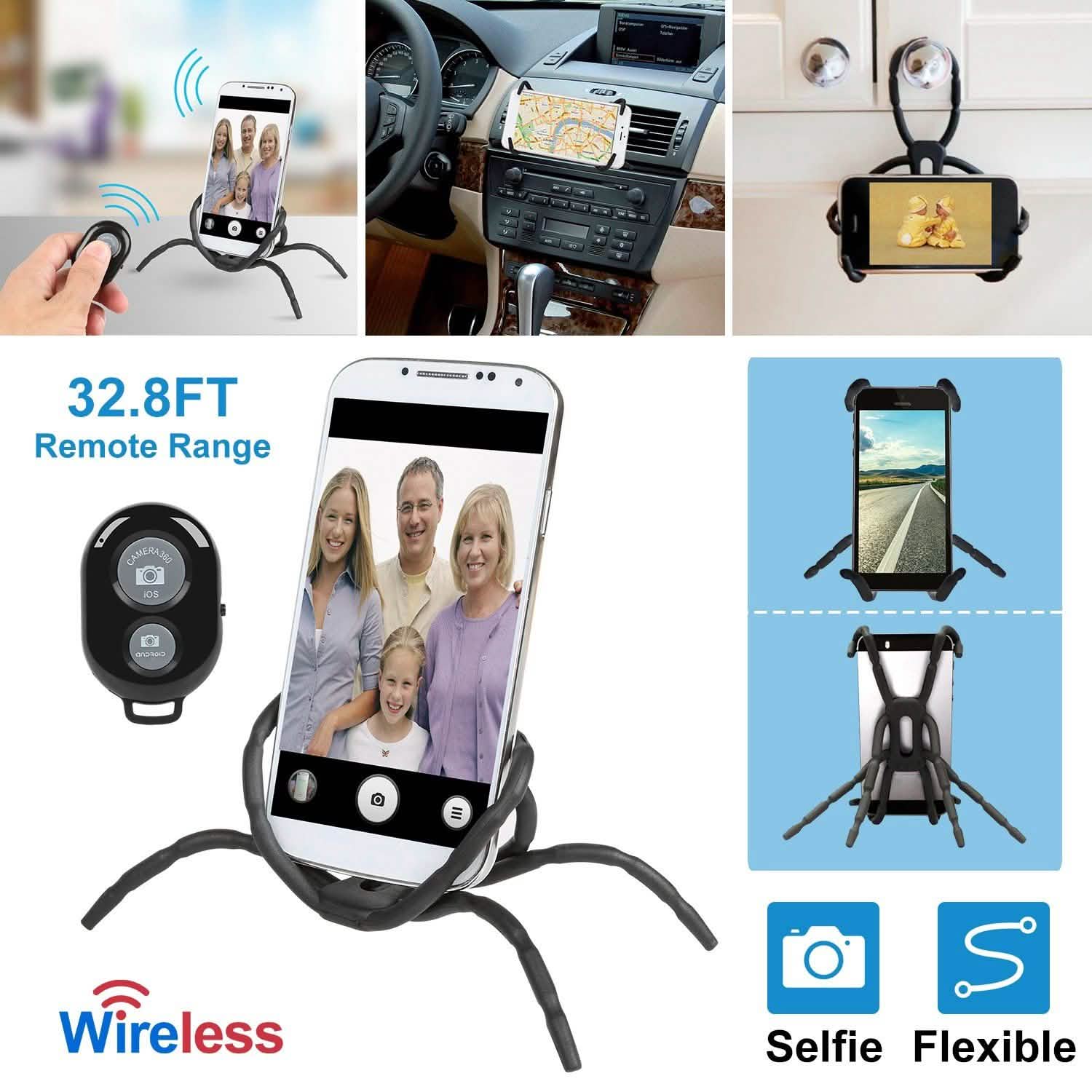 Flexible Spider Phone Stand Remote Cradle Mobile Accessories - Tophatter Daily Deals