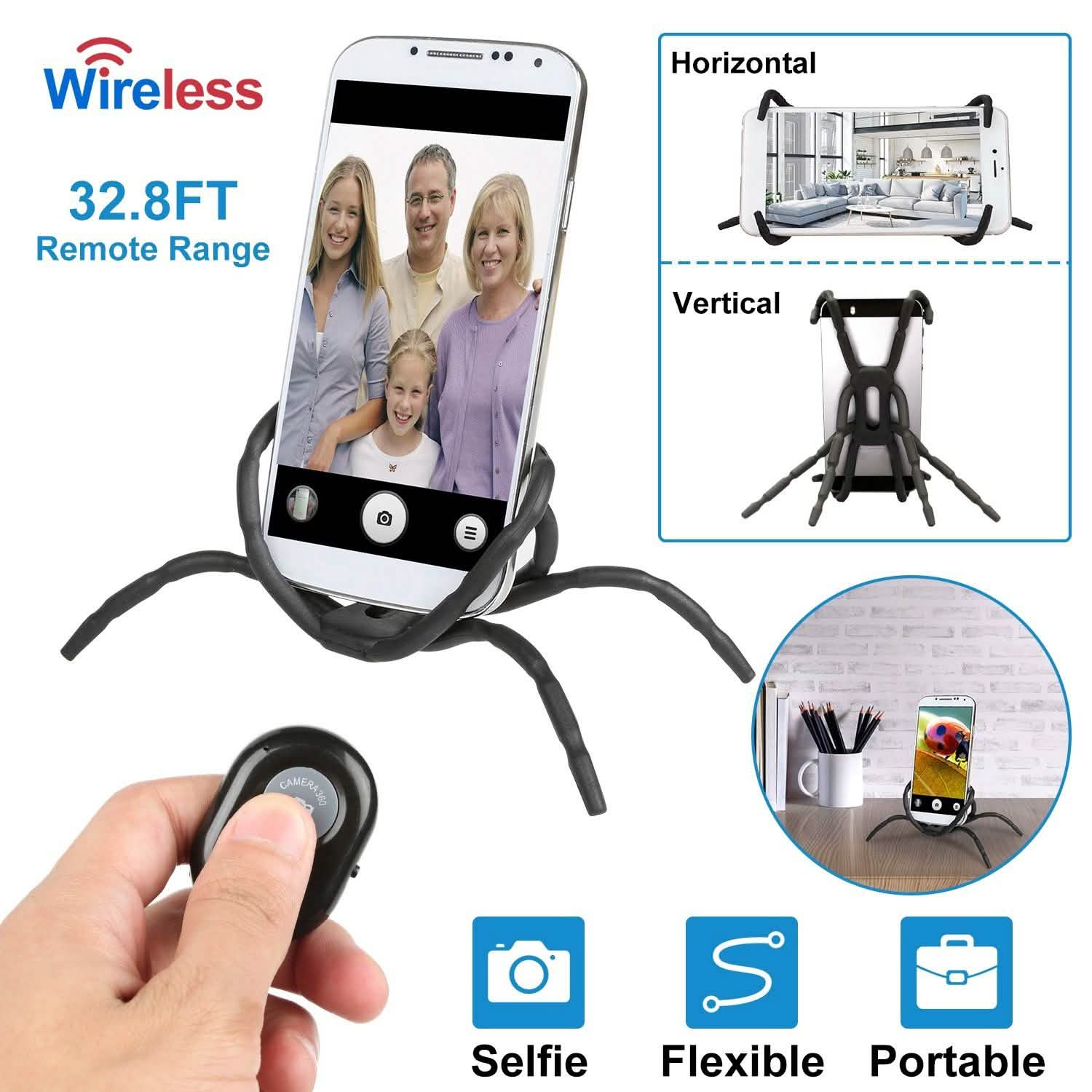 Flexible Spider Phone Stand Remote Cradle Mobile Accessories - Tophatter Daily Deals